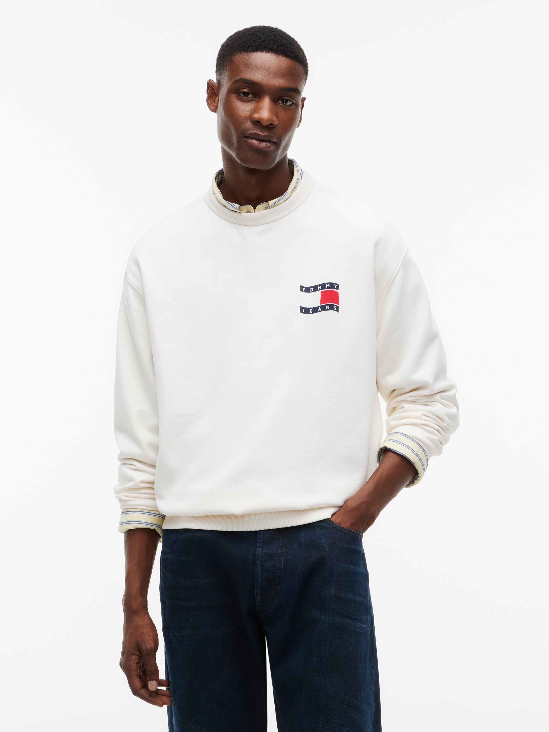 Image of Tommy Jeans Sweatshirt "RELAX WAVY FLAG SWEATSHIRT", Relaxed fit mit Rundhalsausschnitt