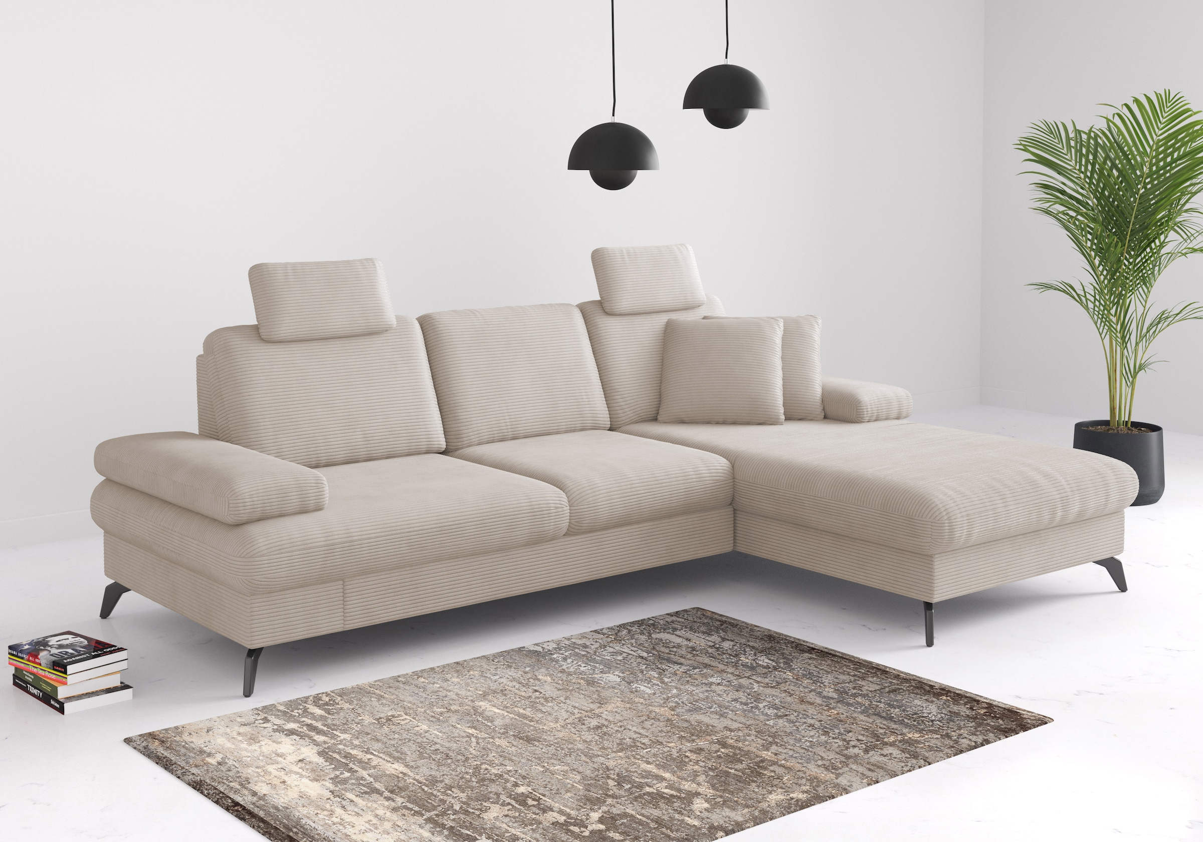 sit&more Ecksofa »Morris Jubi L-Form«, inkl. Armteilfunktion und 1 Zierkissen, wahlweise mit Bettfunktion