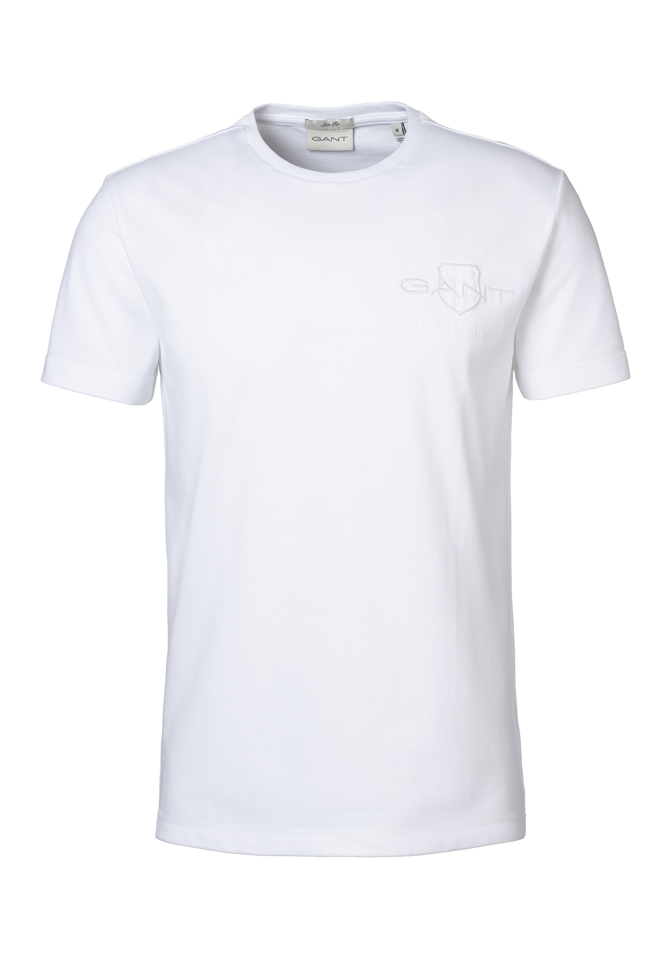 T-Shirt »Slim Fit Tonal Shield Pique Shirt«, mit Ton in Ton Logo