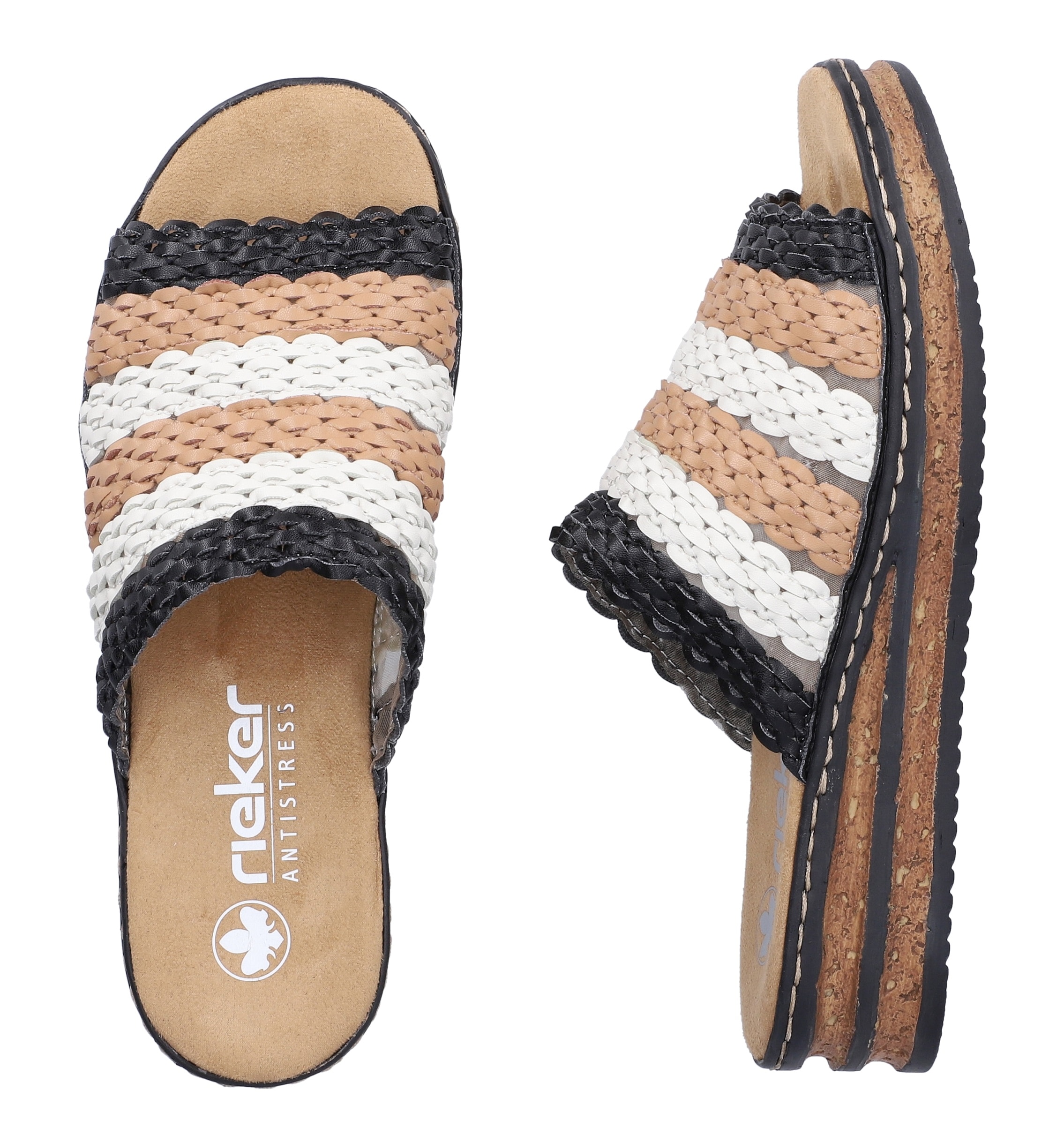 Rieker Pantolette  Chaussure d'été, chaussure de vacances, sandale compensée à enfiler