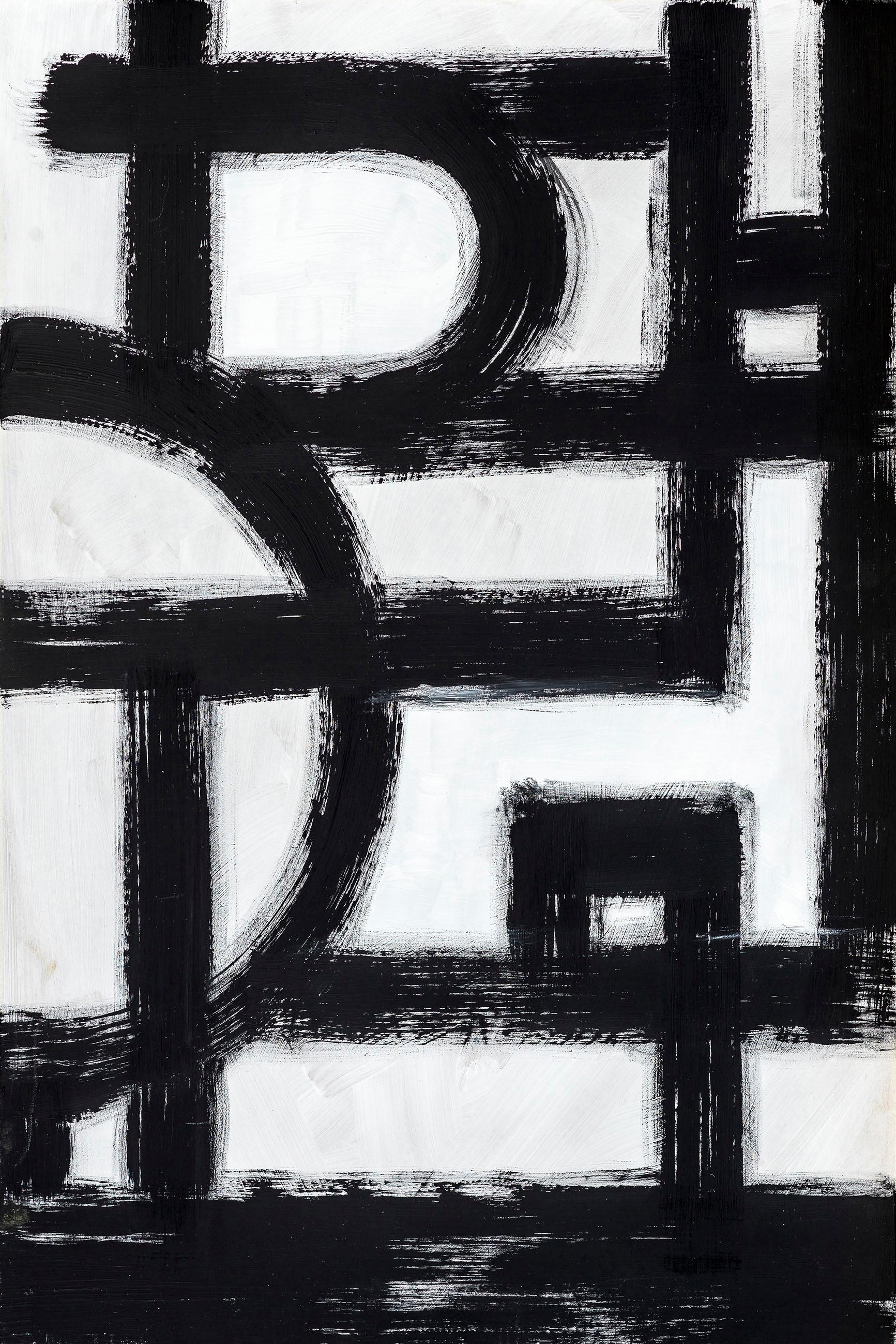Image of GOODproduct Leinwandbild "Abstrakte Kunst" Abstrakte Kunst Modern Schwarz-Weiss Premium-Leinwandstoff, Handarbeit aus Deutschland, 120x80cm