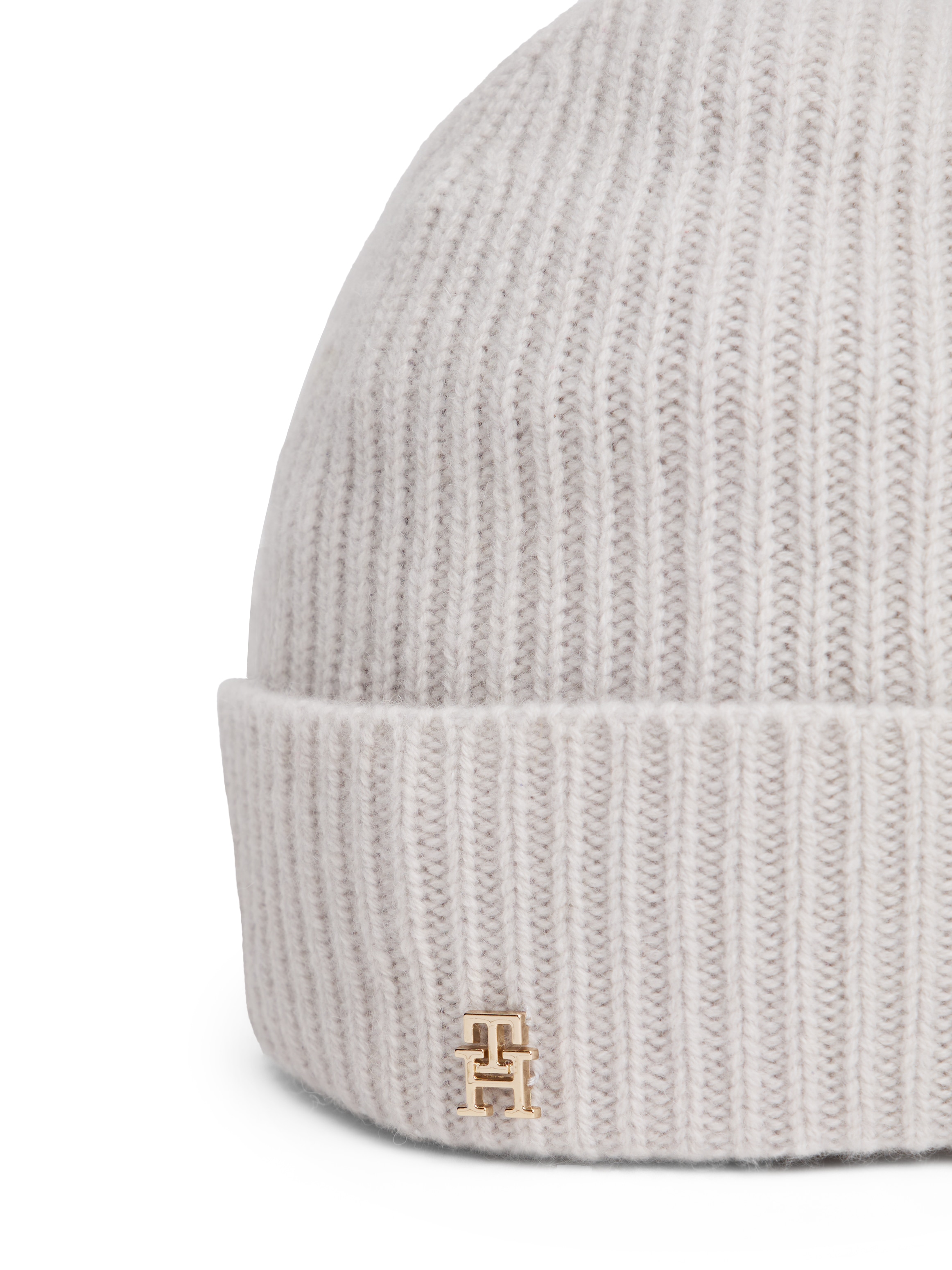 Tommy Hilfiger Beanie »TH CASHMERE«, aus Rippstrick, Umschlag