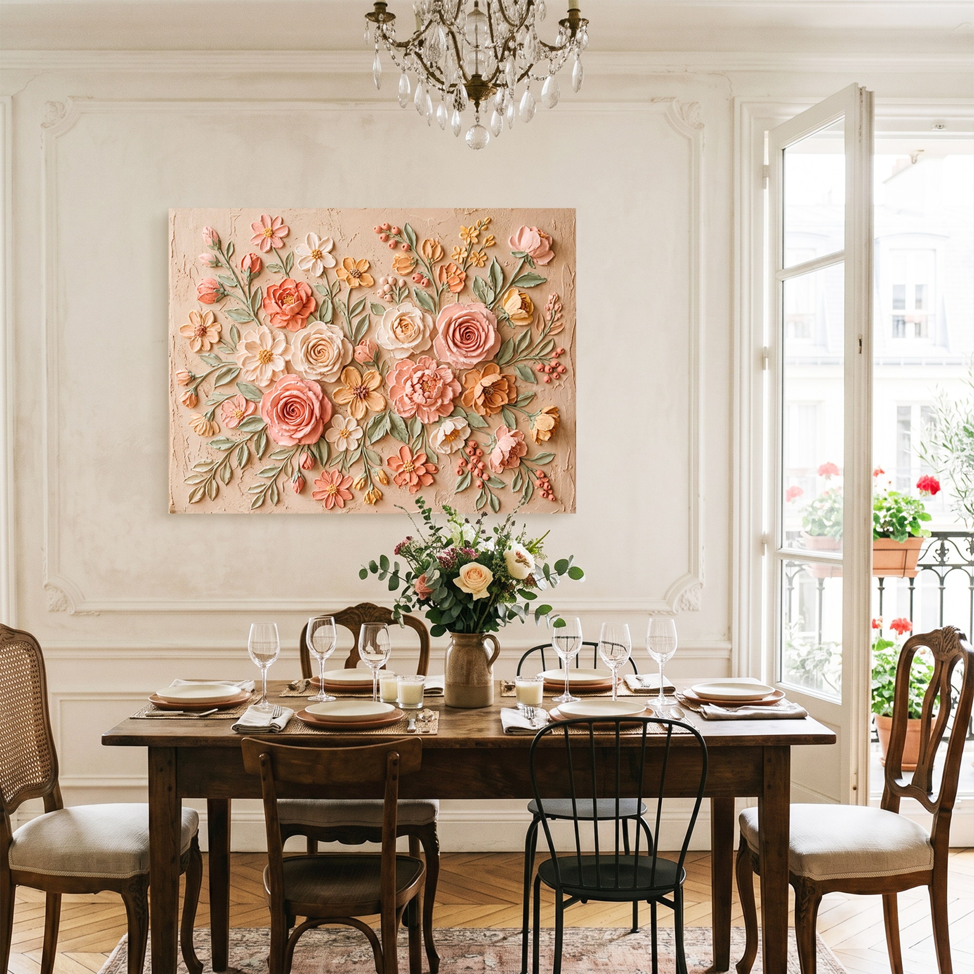 GOODproduct Wandbild »Blumen in Struktur-Optik« Blumenbilder 1 Stk. tlg. in verschiedenen Grössen