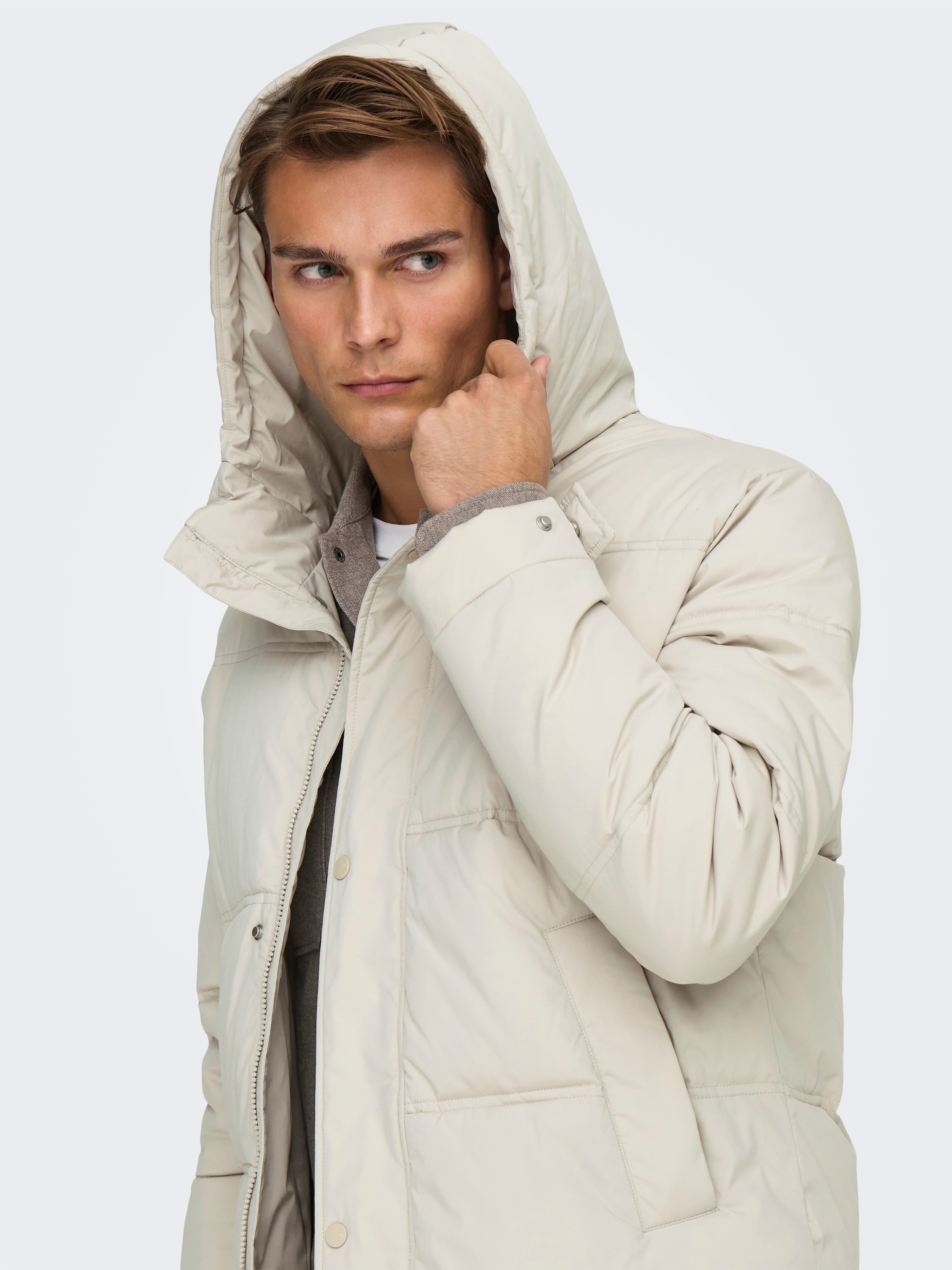 ONLY & SONS Veste matelassée »ONSSEUL LONG PUFFER OTW« mit Kapuze