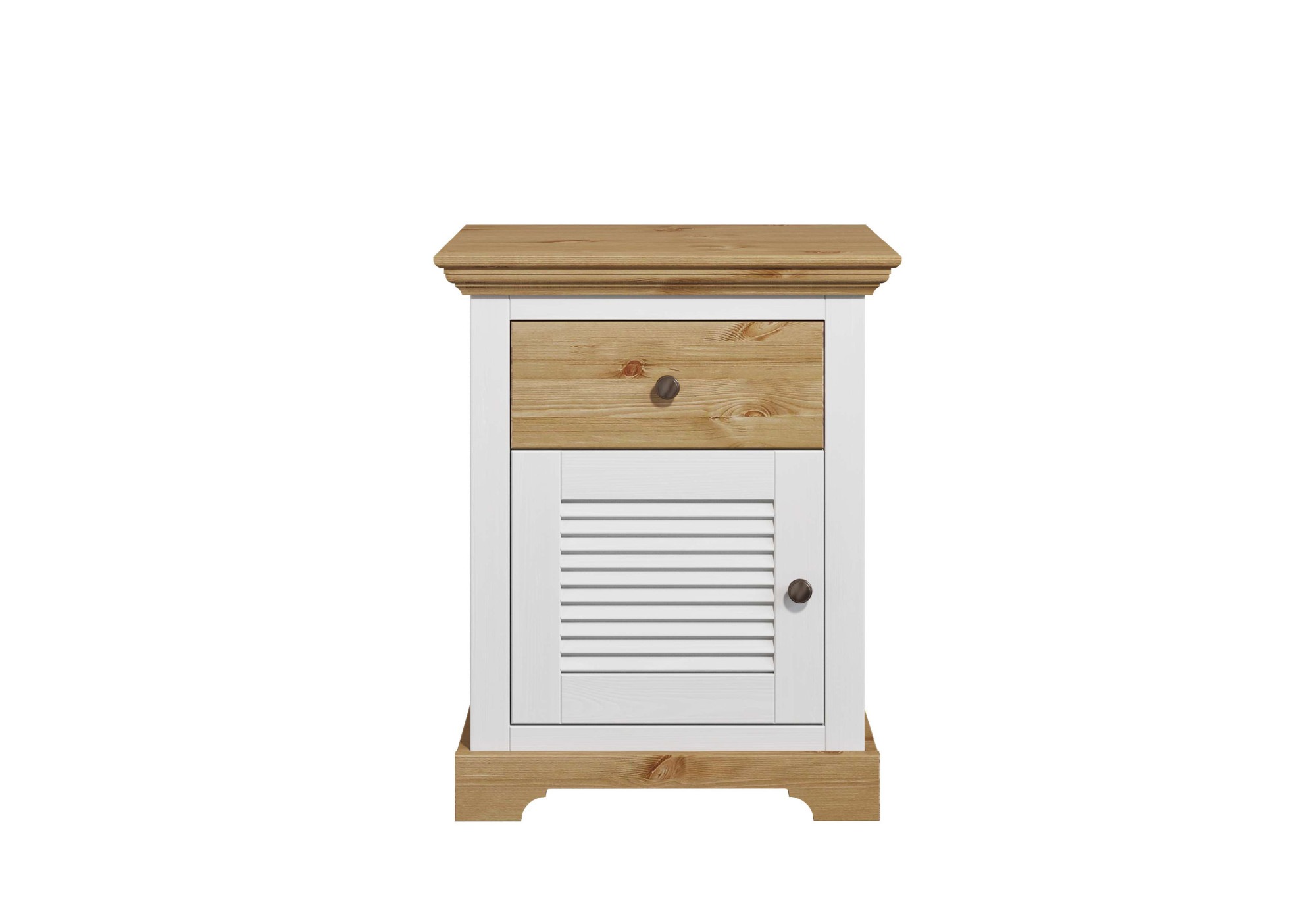 GOODproduct Nachtkommode »Rauna, Landhausstil, edles Design mit Lamellen und Kassetten, 2 Farben« B/H/T  56/69/39cm,  FSC® zertifiziertes Kieferholz, massive Qualität mit viel Stauraum