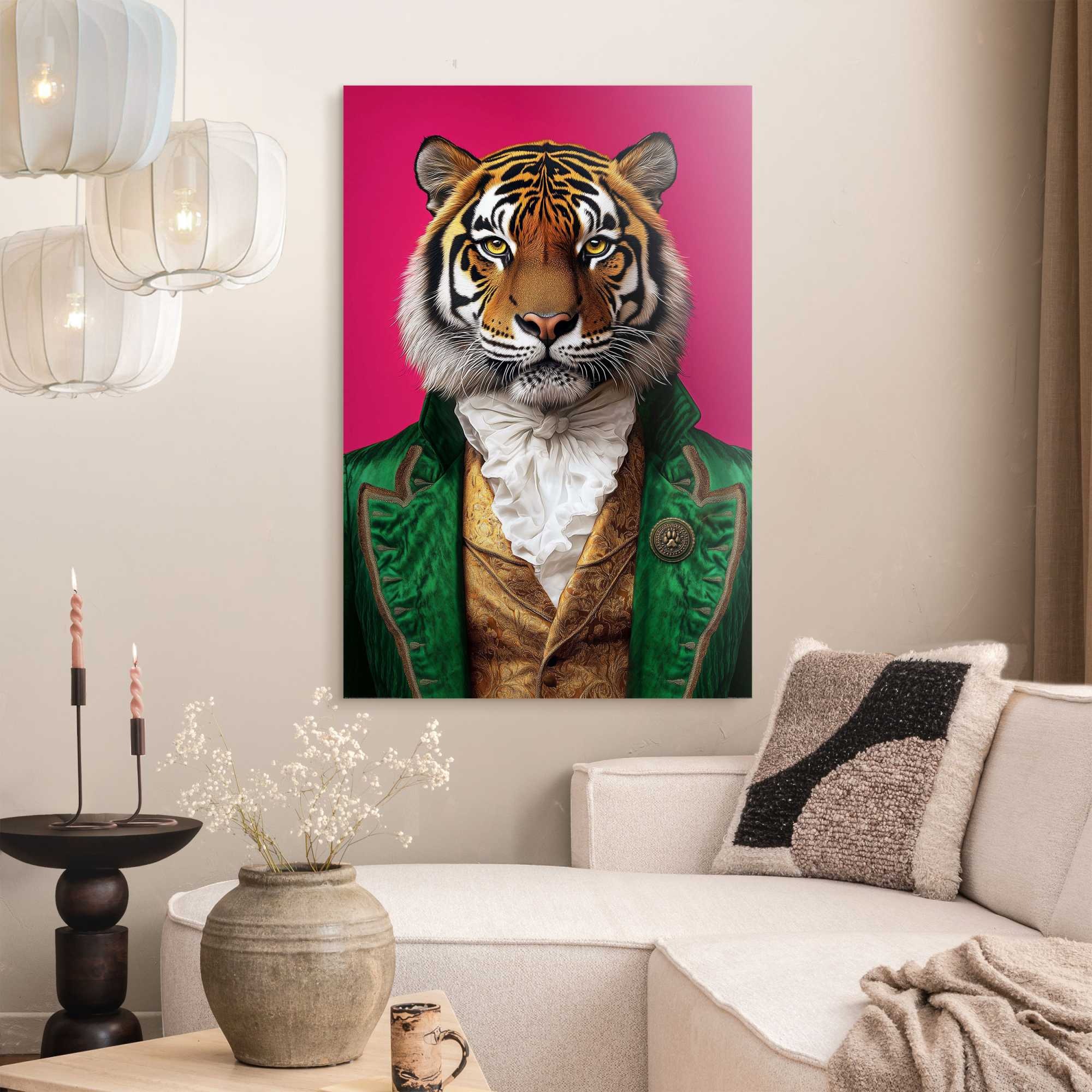 Image of Reinders Deco-Panel "Tigerporträt" Tiere 1 Stk. tlg. Wohnzimmer - Grün - MDF - Tiere - 60x90 cm