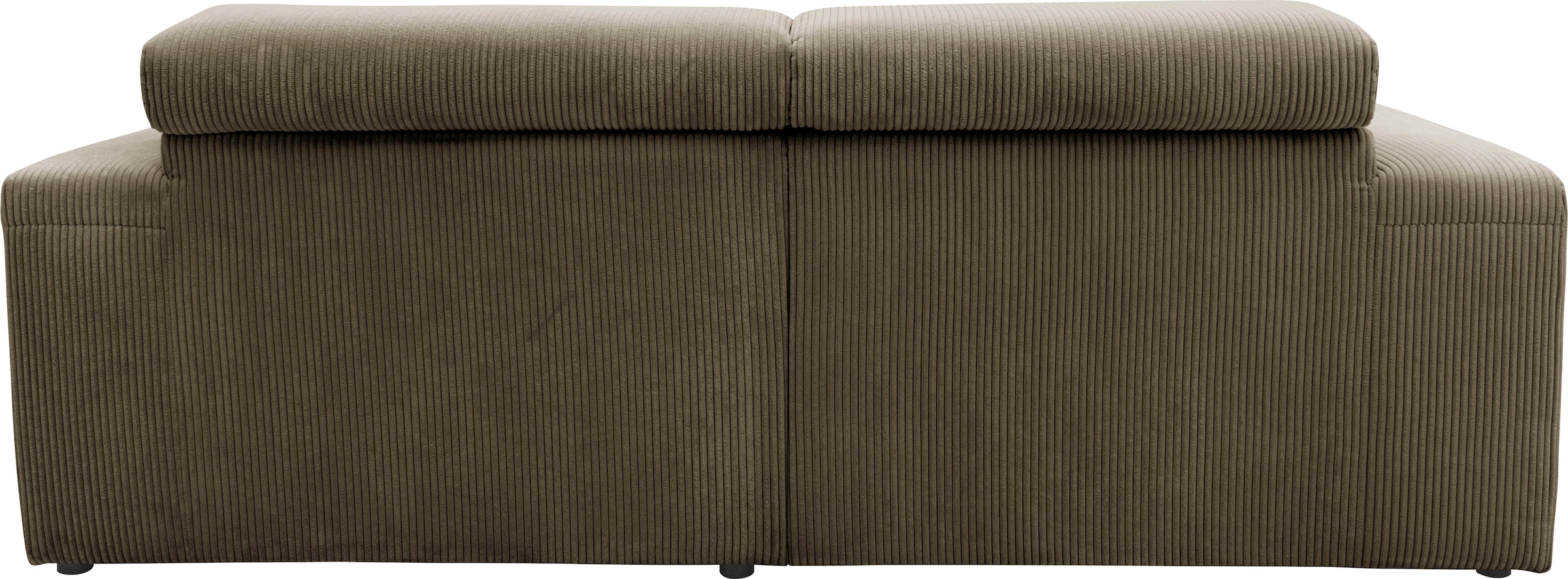 DOMO collection Ecksofa »Brandon, inkl. Kopfteilverstellung, B/T/H:  214/100/80 cm, L-Form« Cord, schlamm