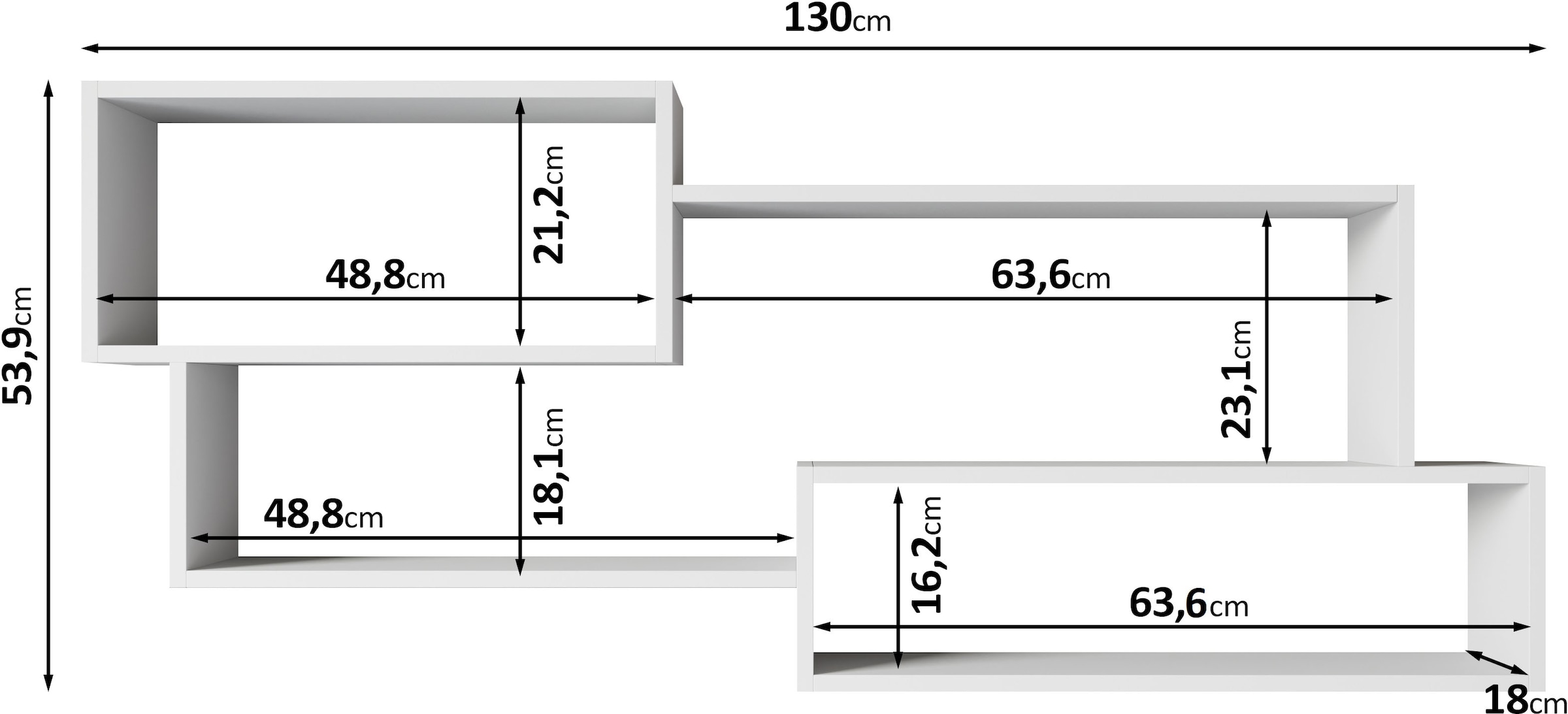Home affaire Wandboard »Wandregal Trio« 1 Stk. tlg. Ideal als Bücherregal, Dekoregal oder Ablage im Büro