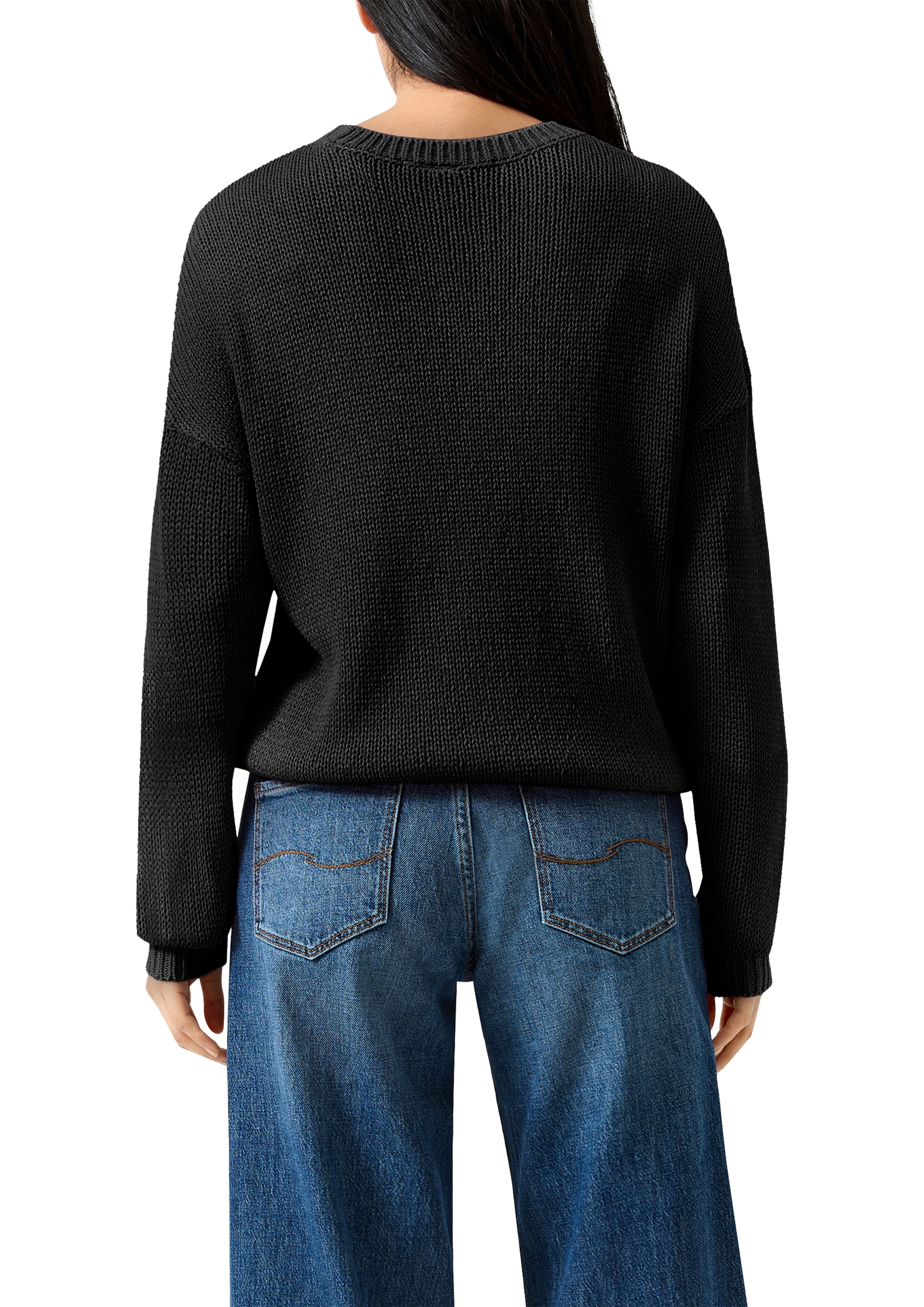 QS Strickpullover Langarmpullover in Strick-Optik / Rundhals