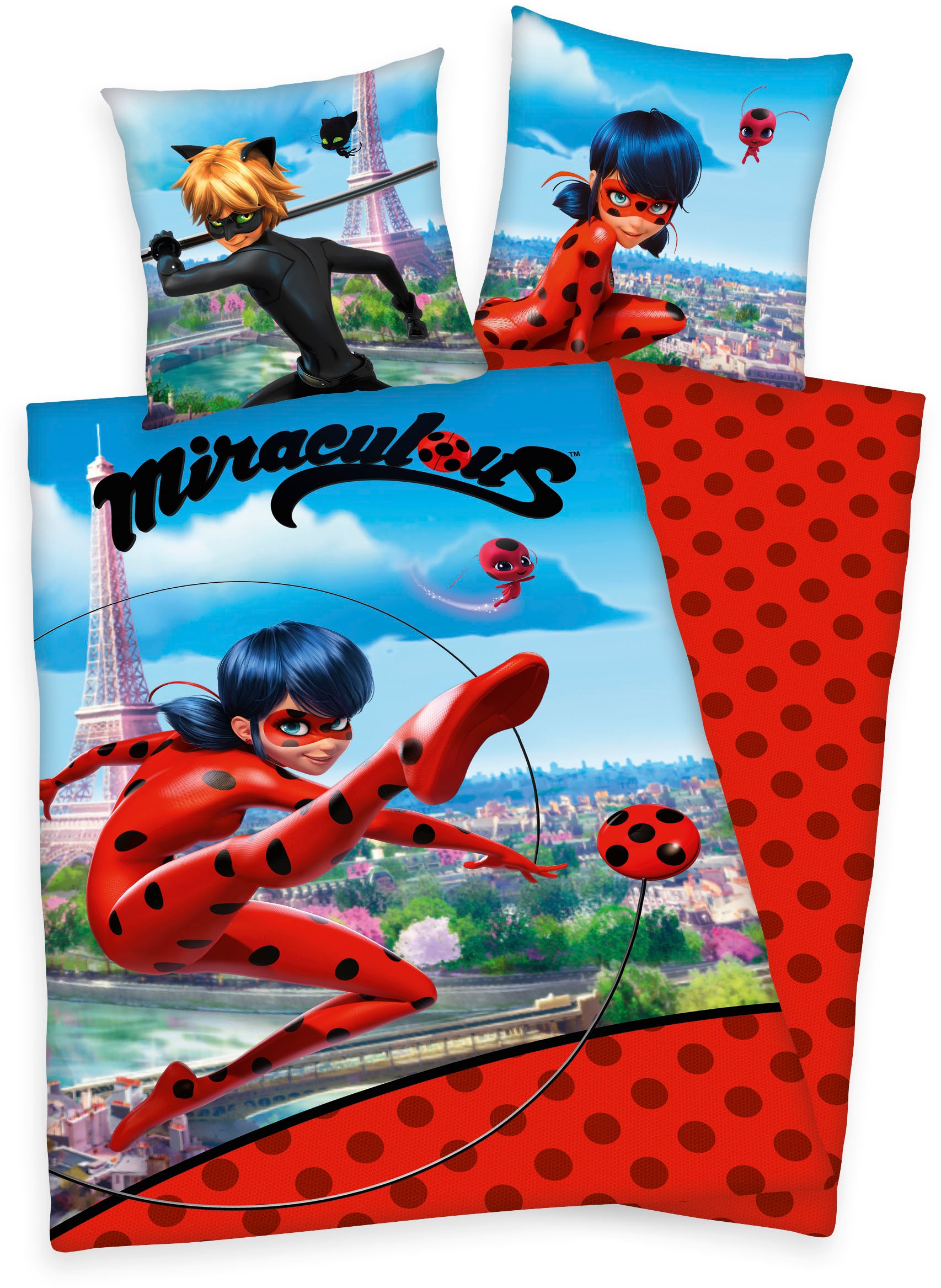 Image of Kinderbettwäsche "Miraculous" mit tollem Ladybug- und Cat Noir-Motiv