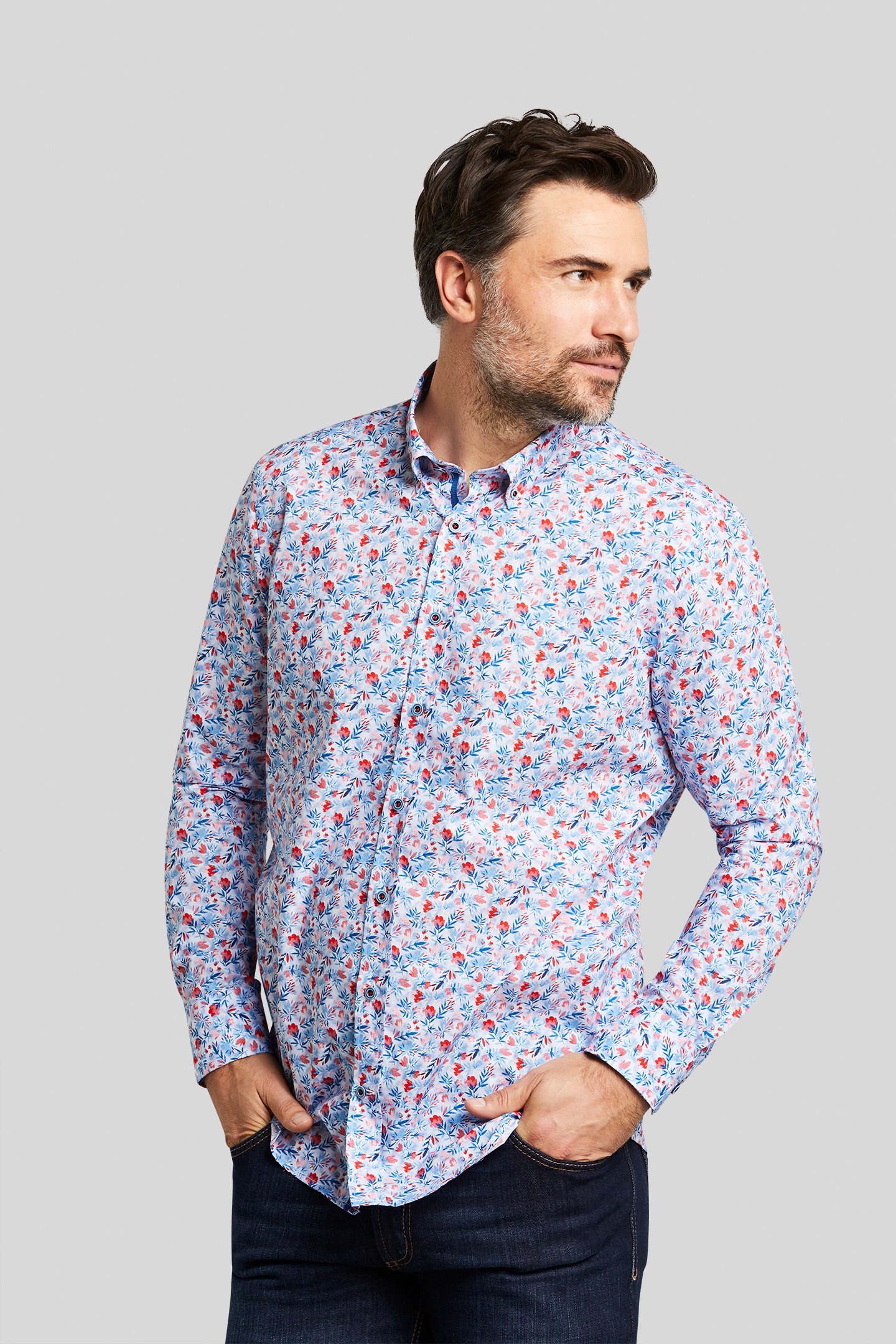 bugatti Langarmhemd, mit einem floralem Print kaufen