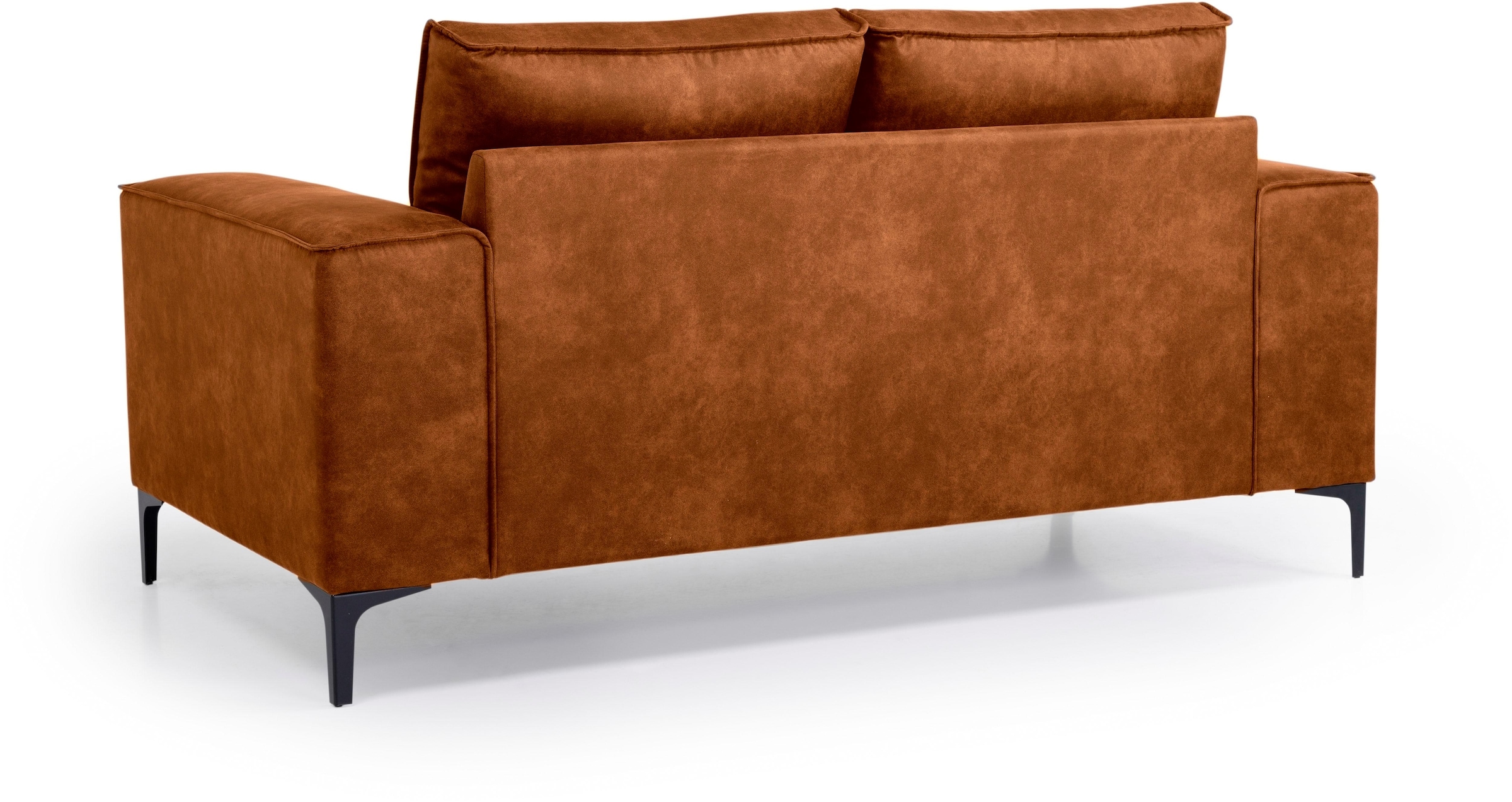 Places of Style 2-Sitzer »Kompaktsofa Oland, Struktur, Flachgewebe, Luxus-Microfaser, Boucle«, 164 cm, Wellenunterfederung, Skandi-Design, Metallfüsse