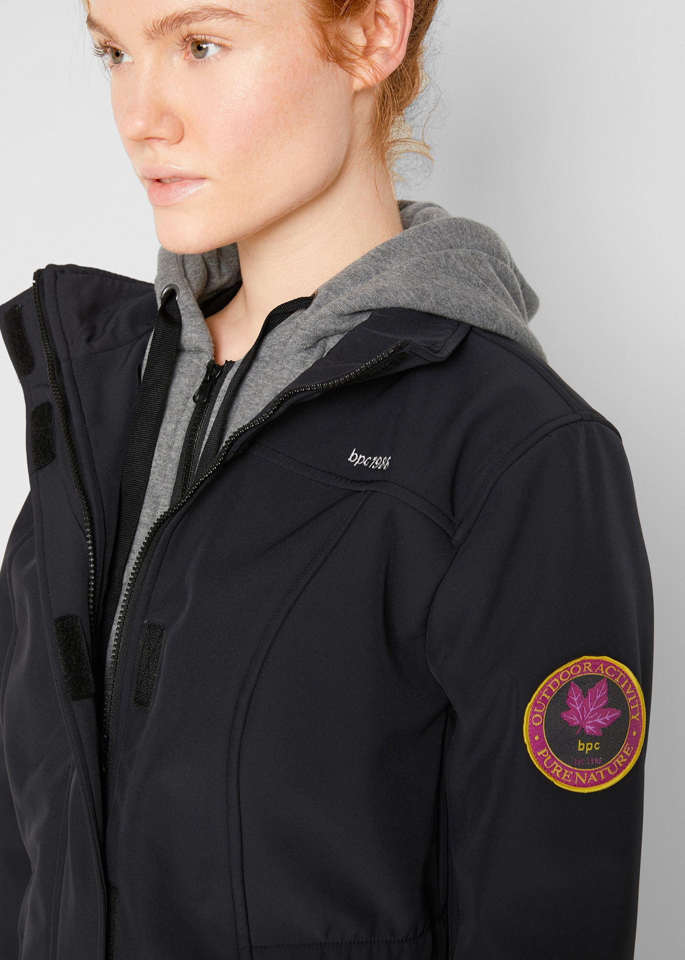 bonprix Veste softshell mit Kapuze Langjacke mit herausnehmbarem Sweat-Einsatz