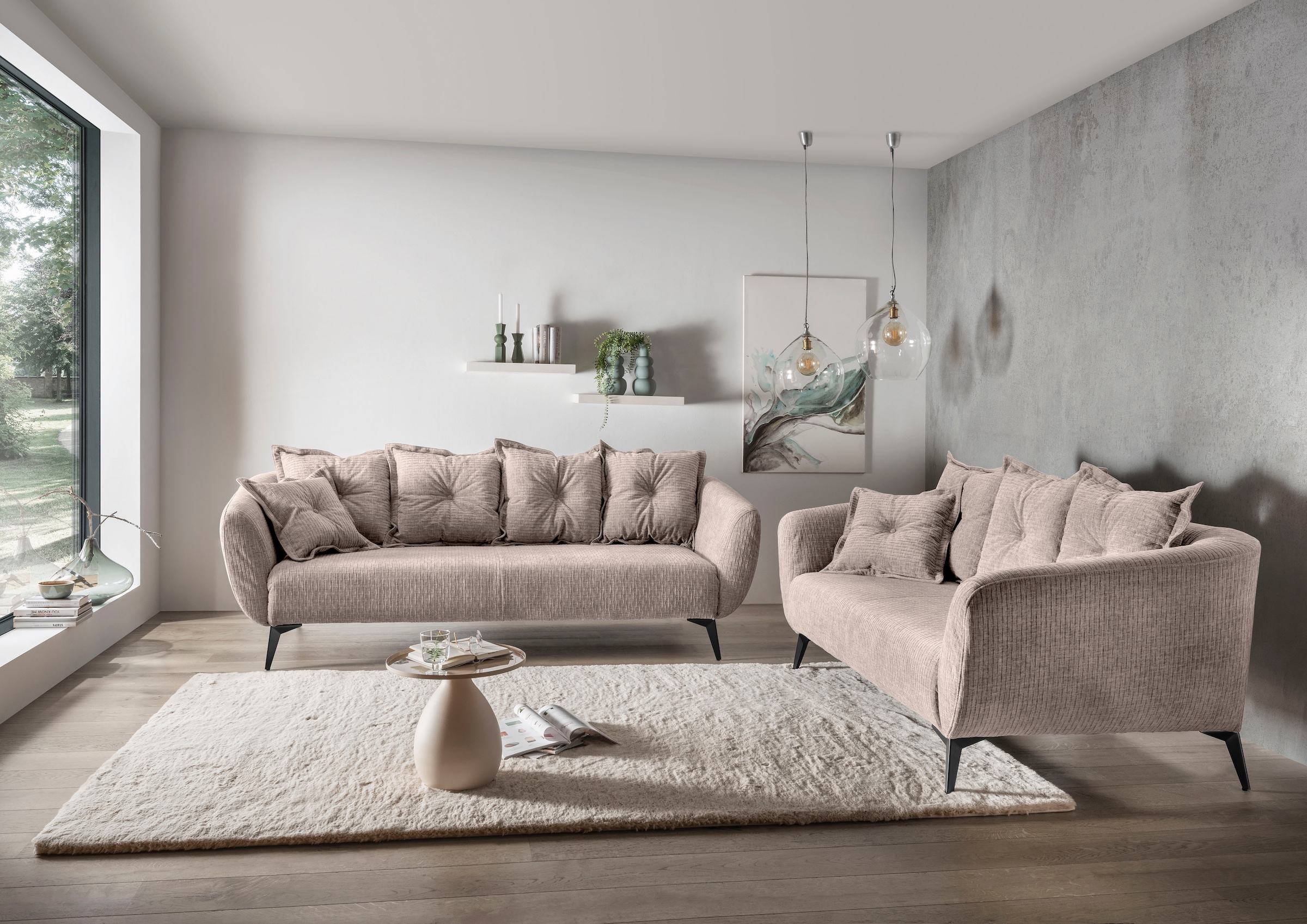 Home affaire 3-Sitzer »Baggio Breite 236 cm, modernes Sofa, hoher Fuss, bequem« schwarze Metallfüsse