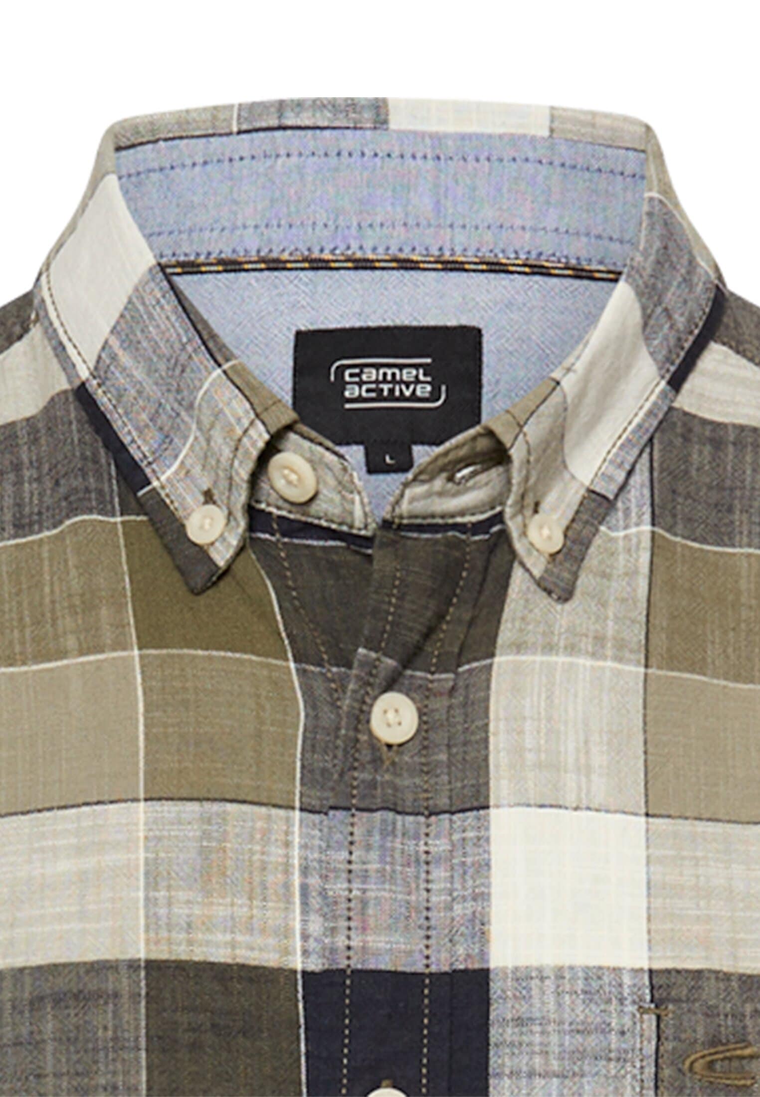 camel active Karohemd Kurzarm, mit Button-Down-Kragen