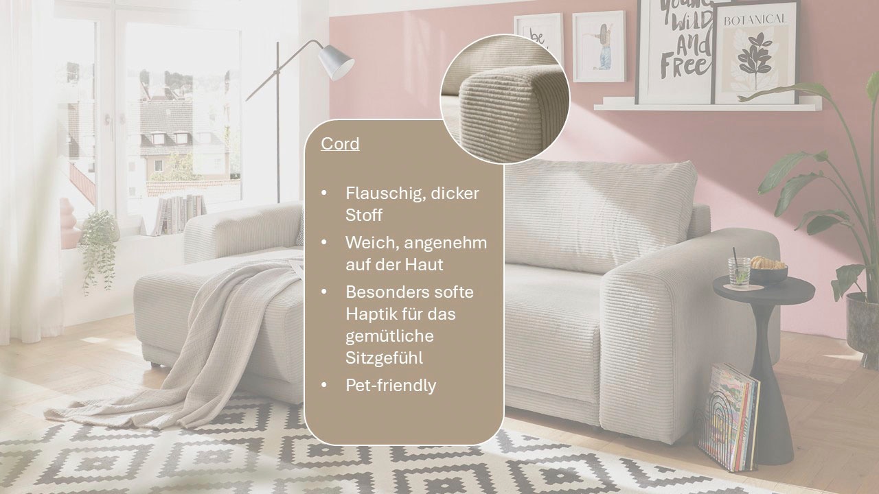 GOODproduct Schlafsofa »PHEELIX Cord, mit 3 Funktionen« Elemente einzeln oder gleichzeitig ausziehbar, bequemer Sitzkomfort