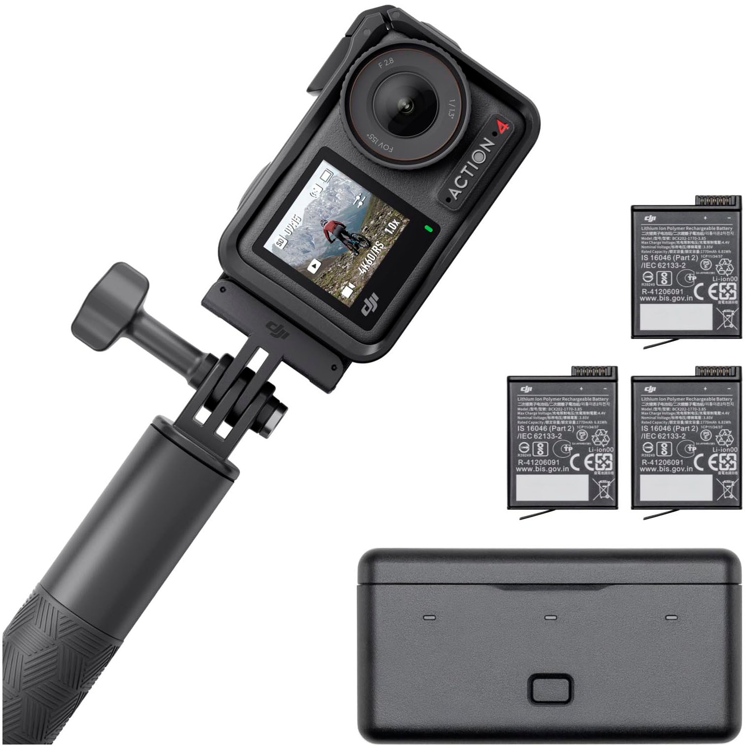 Image of DJI Camcorder "Osmo Action 4 Adventure Combo" 4K Ultra HD Bluetooth