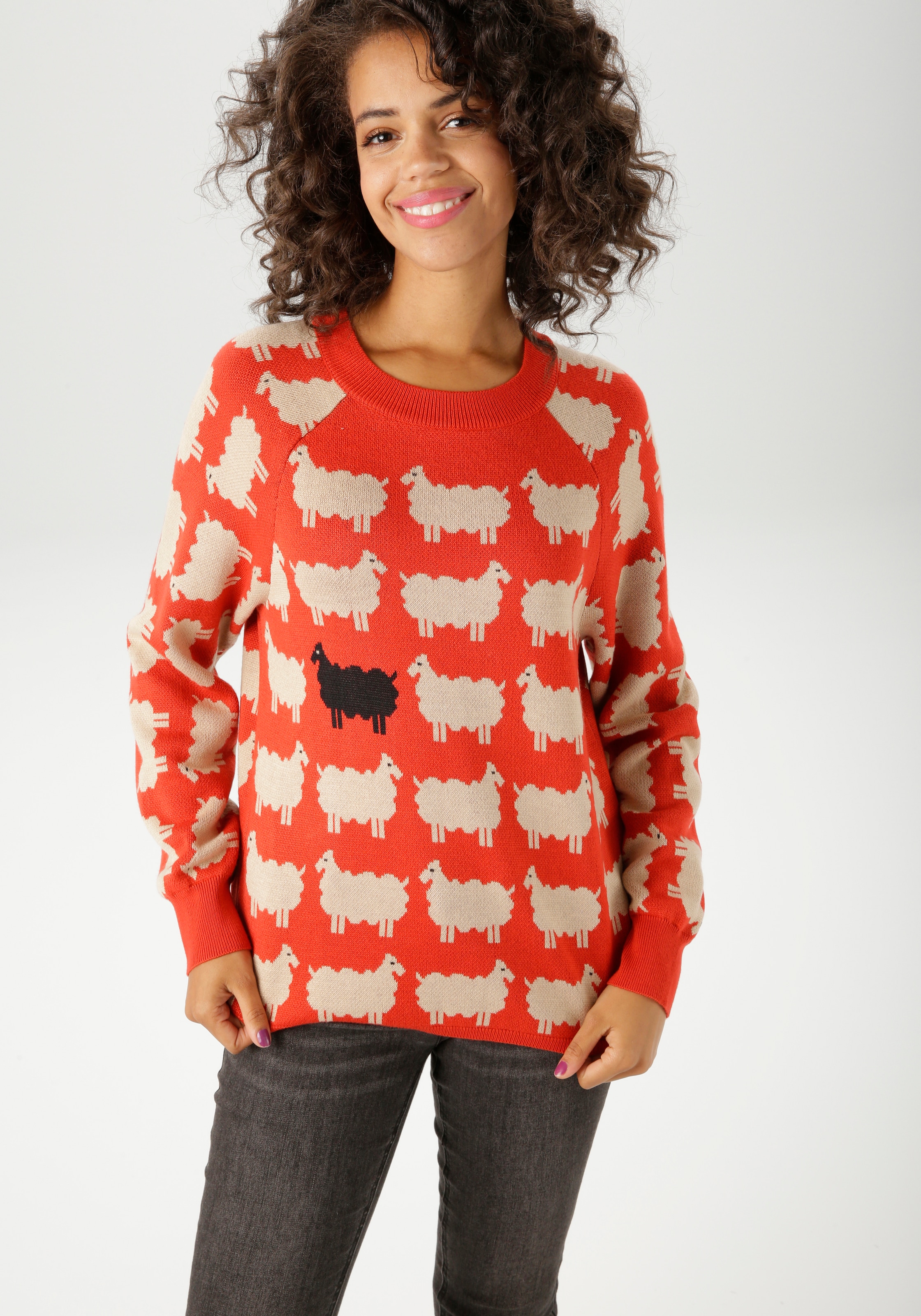 Image of Aniston CASUAL Strickpullover mit eingestrickten Schafen