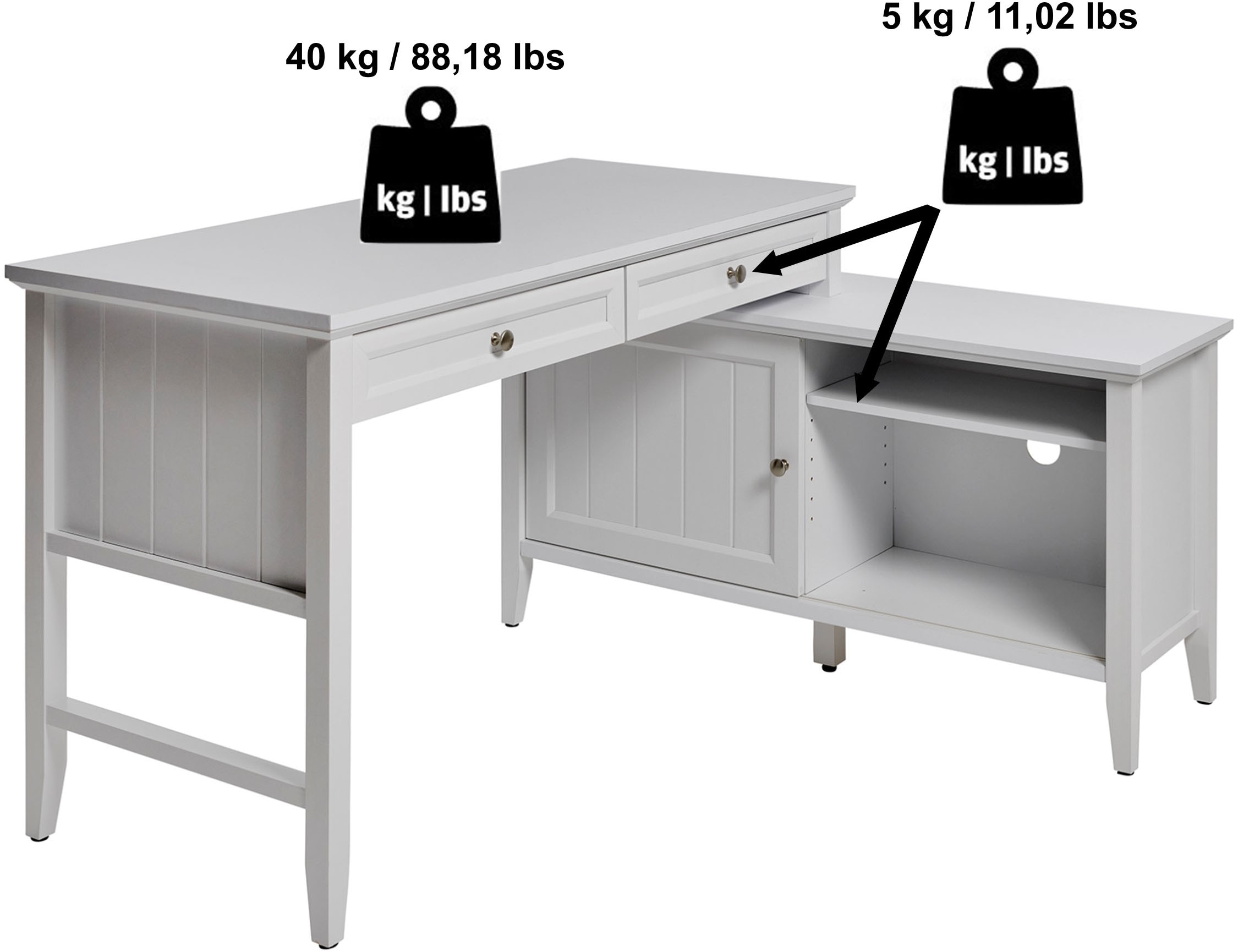 Jahnke Bureau d'angle »CLASSIC C 145 E« montage réversible, avec porte coulissante, dimensions 144,9 x 120 cm