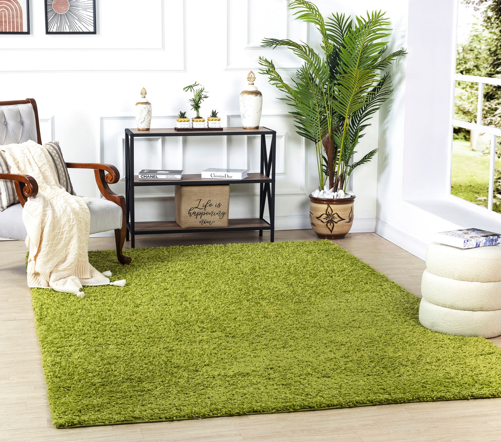 Surya Hochflor-Teppich »UNI CHIC 2307«, rechteckig, Flauschig, Langflor, Weich, Wohnzimmer Flurteppich, Grün