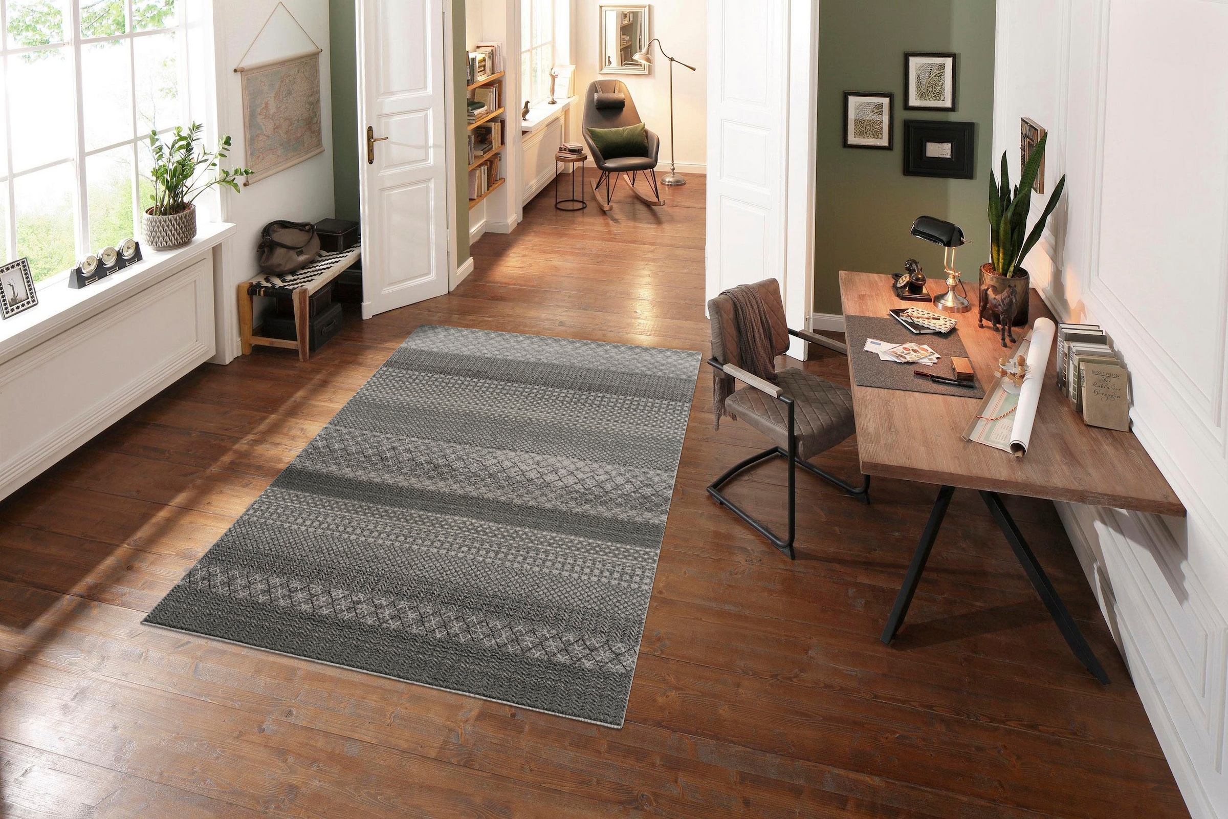 Timbers Teppich »Wisconsin«, rechteckig, Boho-Look, Berber-Optik, Rauten-Design