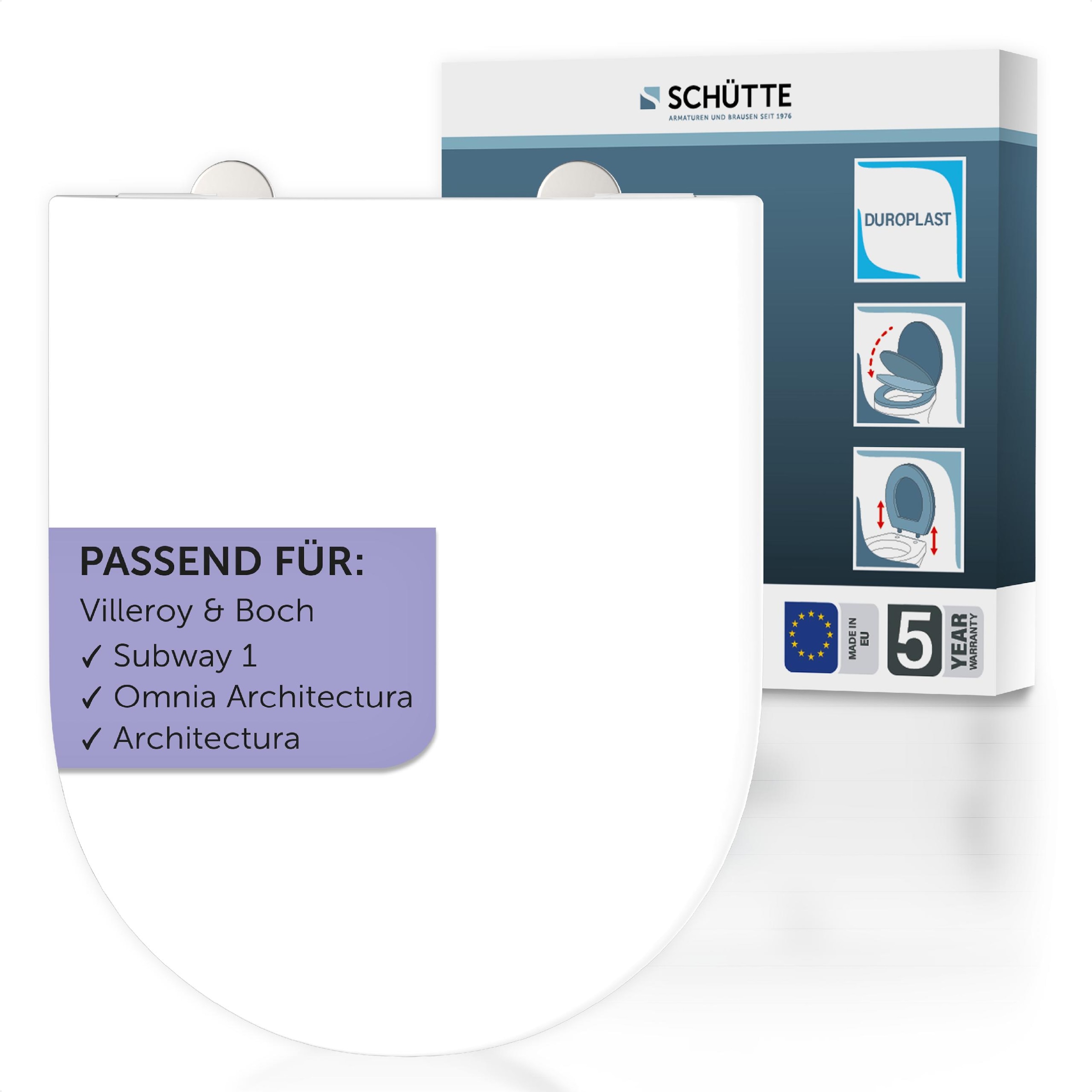 Image of Schütte WC-Sitz "Duroplast, WHITE D-Form PRO 5" WC-Sitz, Befestigungsmaterial, Montageanleitung, mit Absenkautomatik und Schnellverschluss