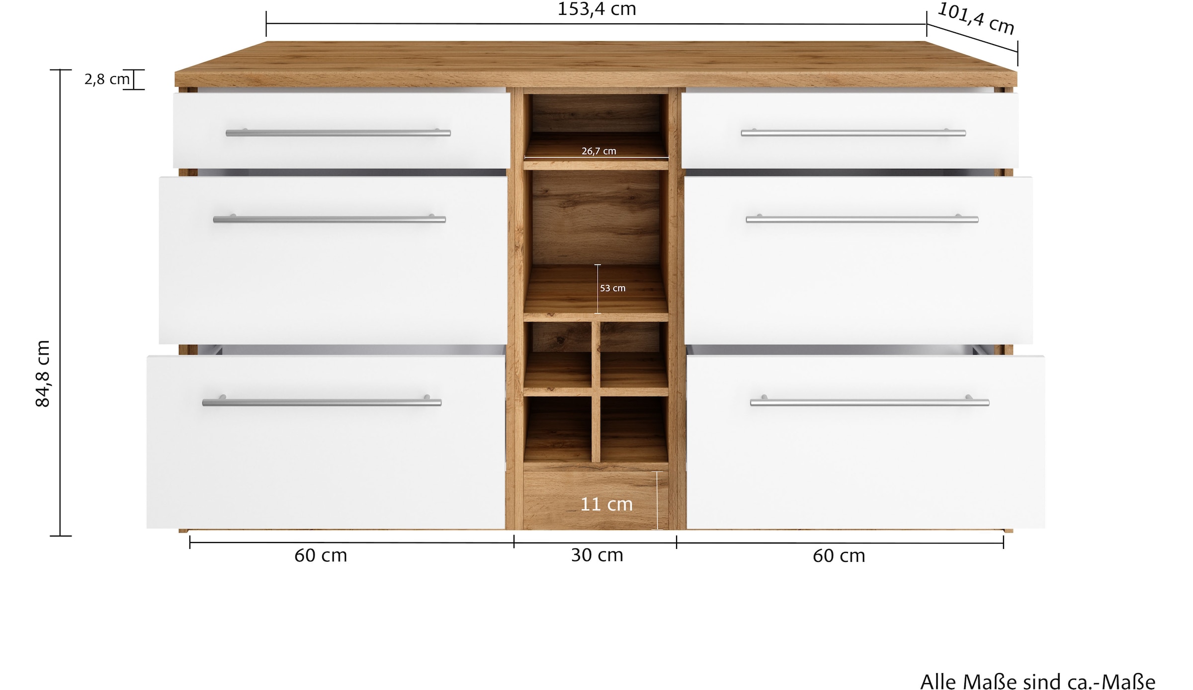 KOCHSTATION Kücheninsel »KS-Wien« Breite 153 cm, MDF-Fronten, Flaschenregal