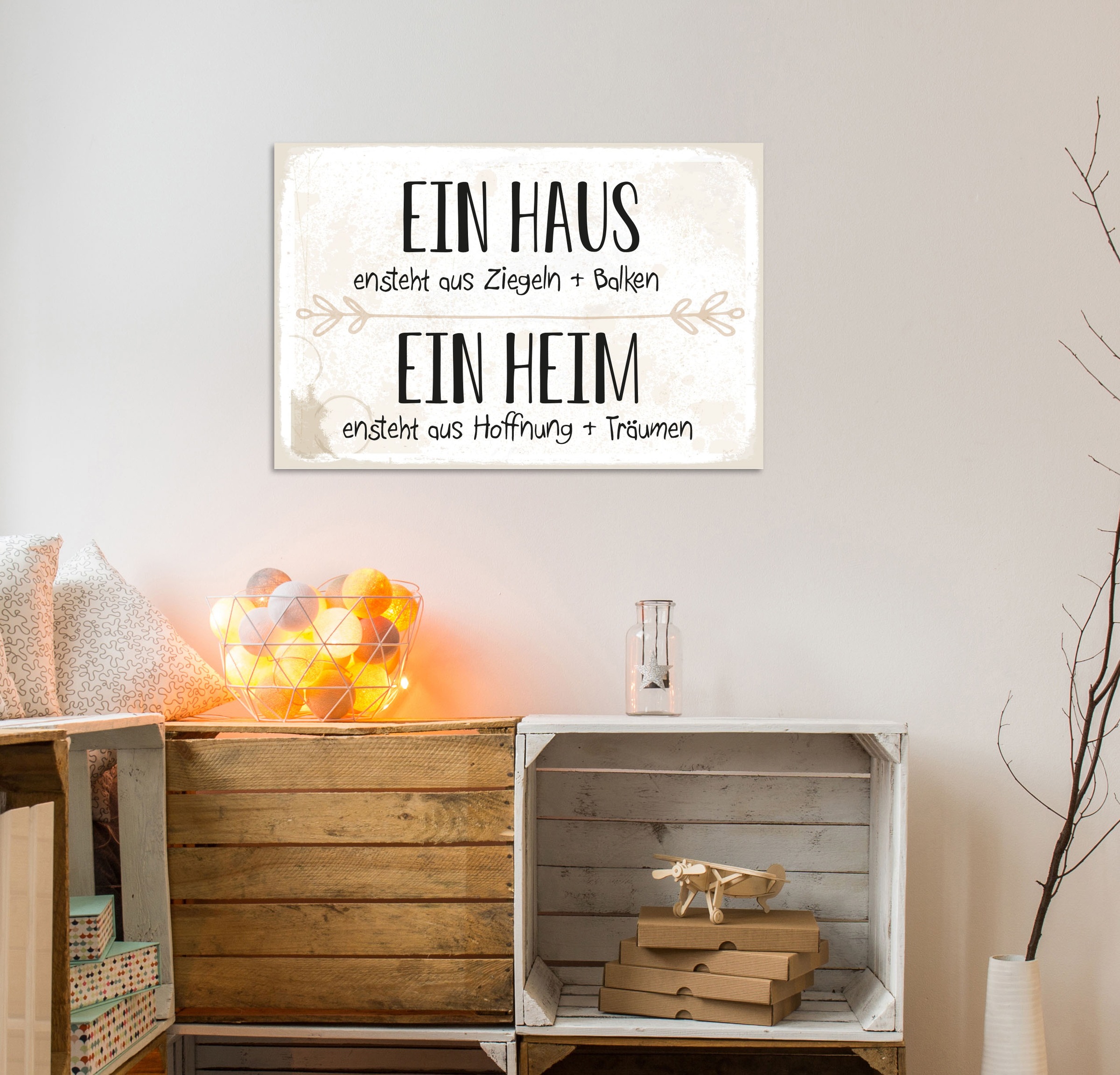 queence Tableau métallique »Heim« 1 cuis tlg. Stahlschild, Blechschild, Sprüche, Texte, Familie, Liebe