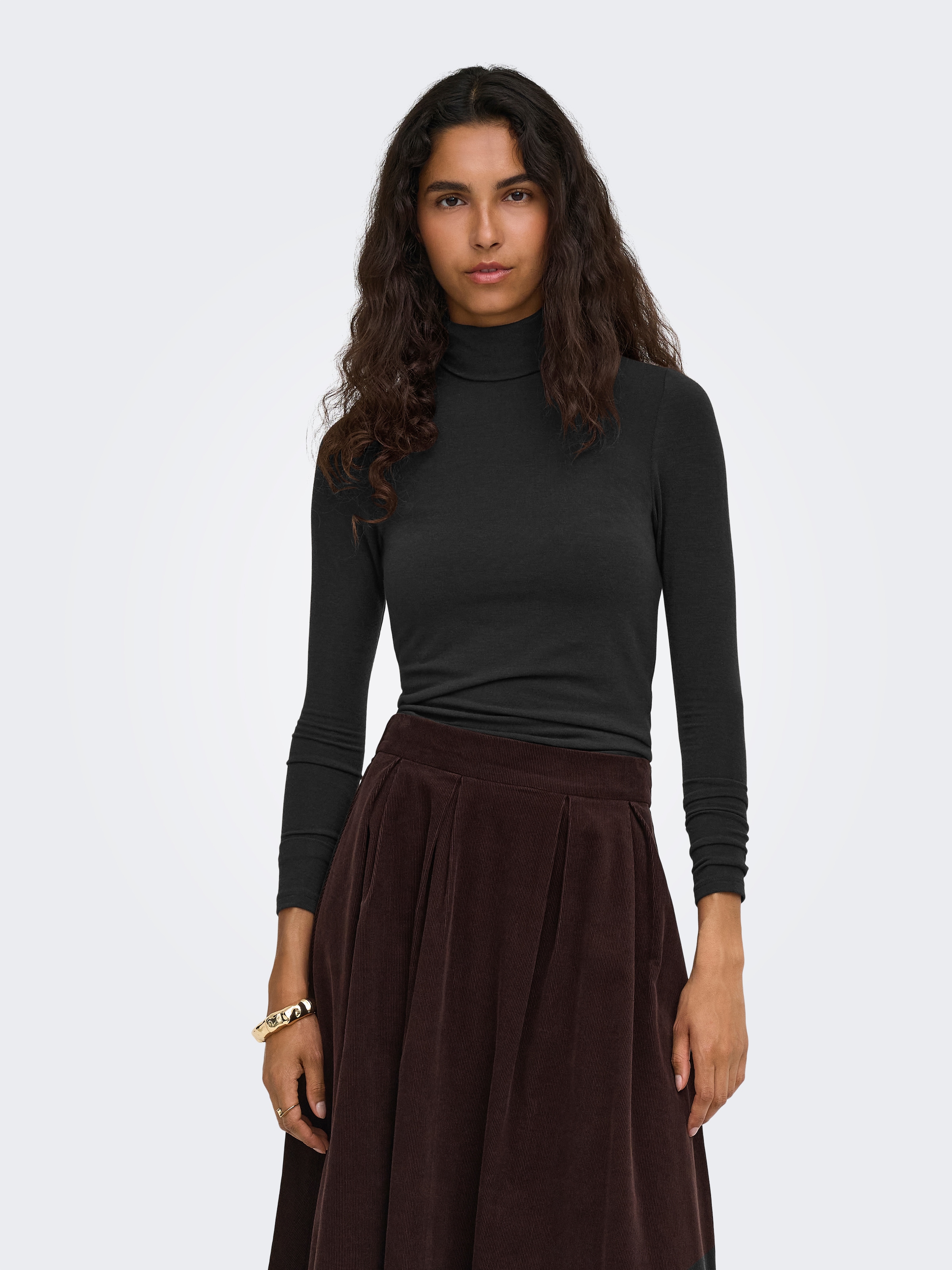 ONLY Rollkragenshirt »ONLGLAMOUR L/S ROLL-NECK TOP JRS NOOS« Materialmix, slim fit