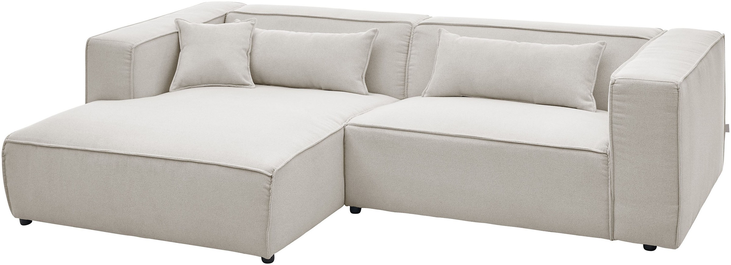 LeGer Home by Lena Gercke Ecksofa »PIARA mit Kedernaht, Cord, Leinenoptik o. Strukturstoff, Couch, L-Form«, wahlweise Ottomane rechts/links, schwarze Füsse, bequemer Sitzkomfort