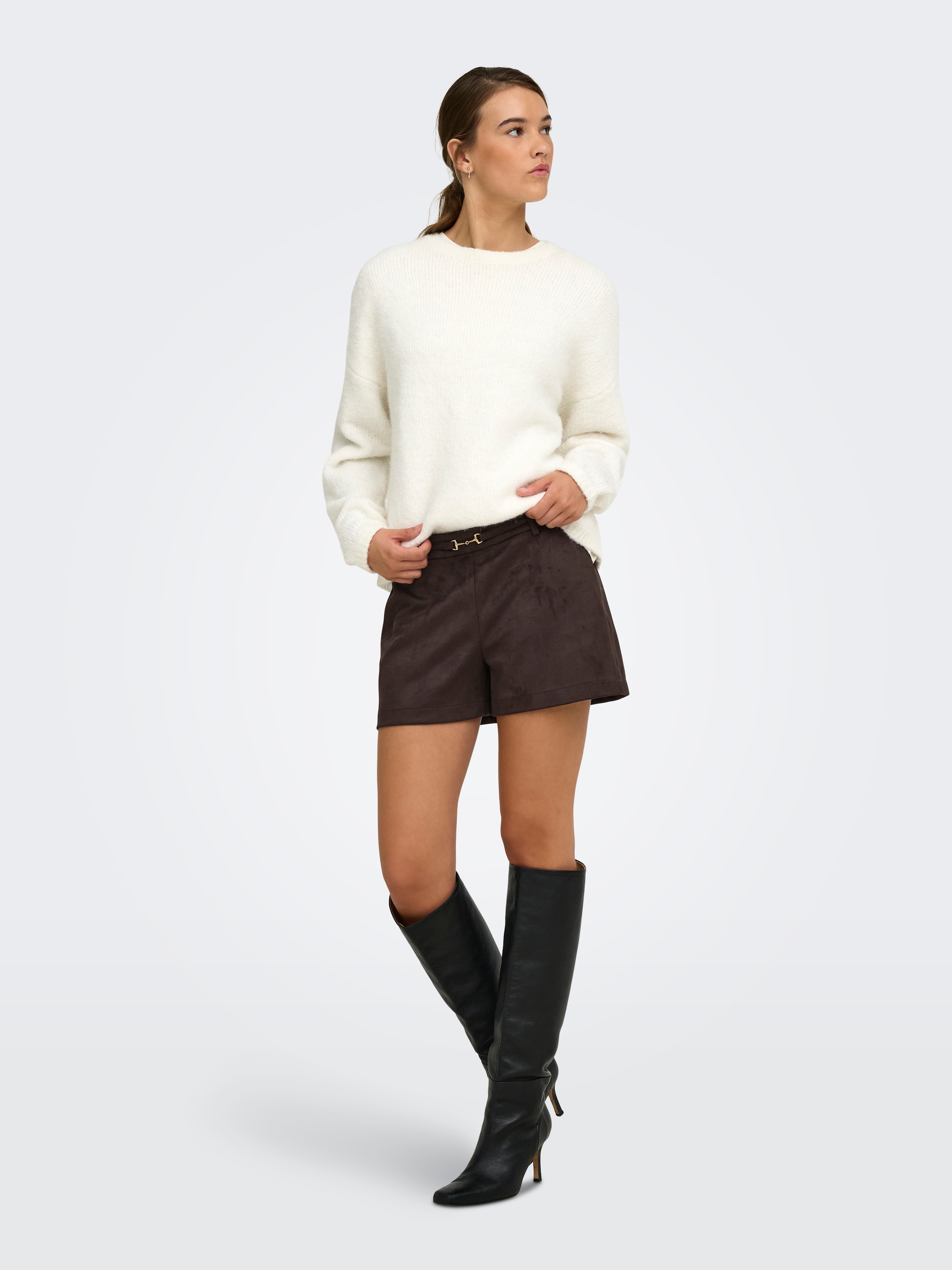 ONLY »ONLMIRA MW FAUX SUEDE SHORTS CC PNT«  Materialmix, regular fit