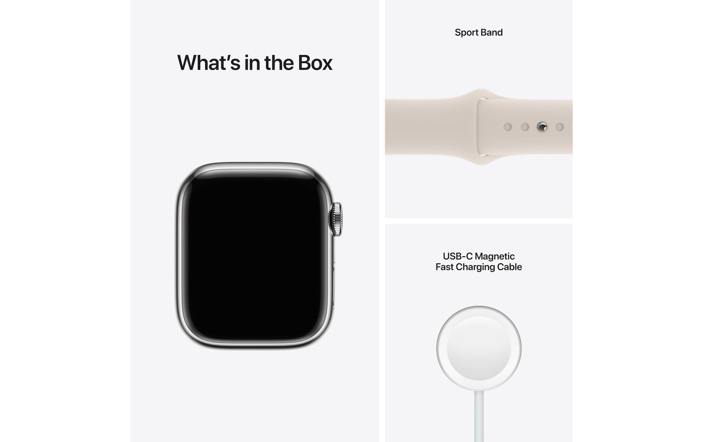 Apple Smartwatch »Serie 7, GPS, 41 mm Edelstahlgehäuse mit Sportarmband«, Watch OS, MKHW3FD/A