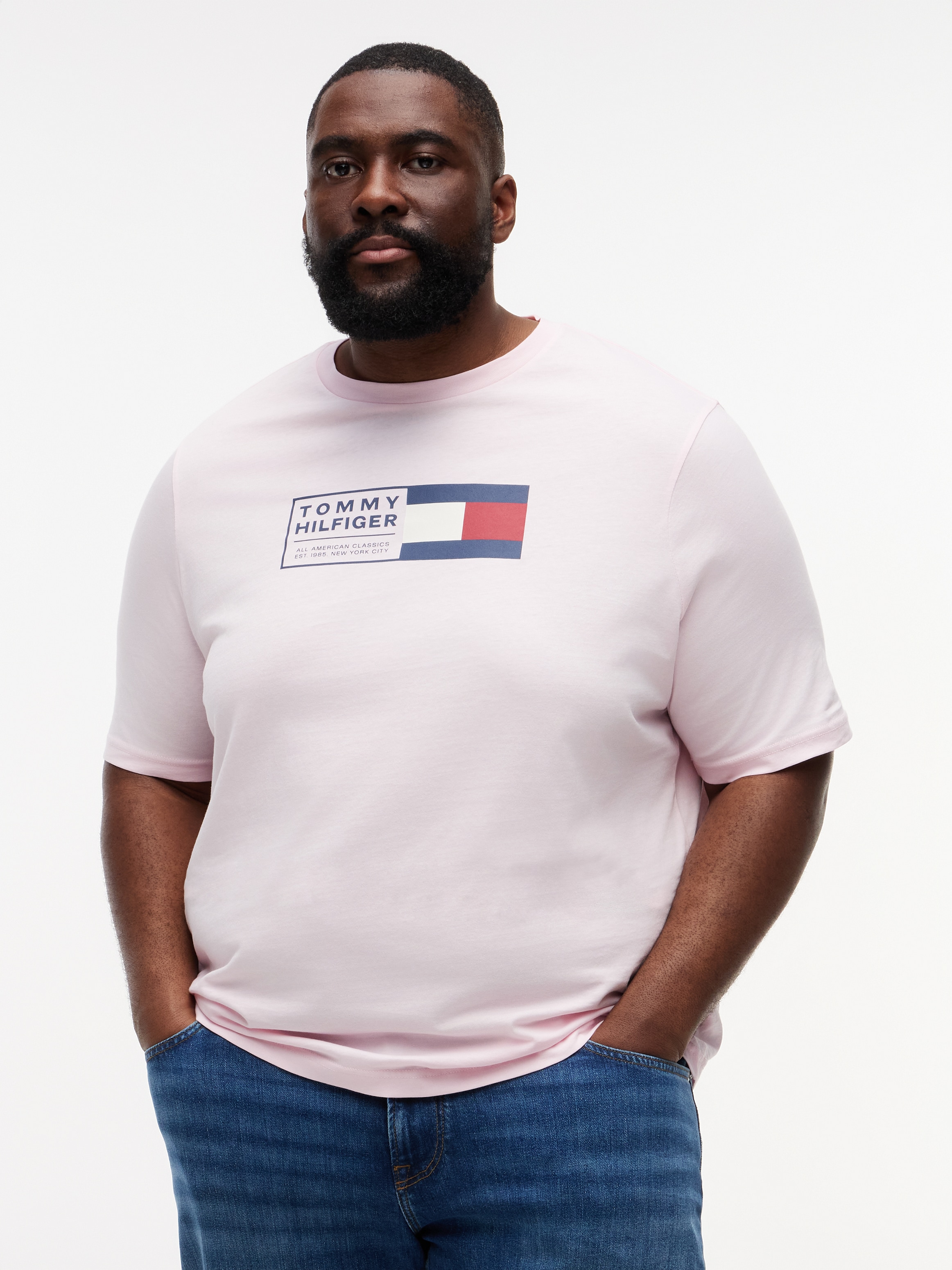 Image of Tommy Hilfiger Big & Tall T-Shirt "BRAND LOVE TEXT" Regular fit für grosse Grössen
