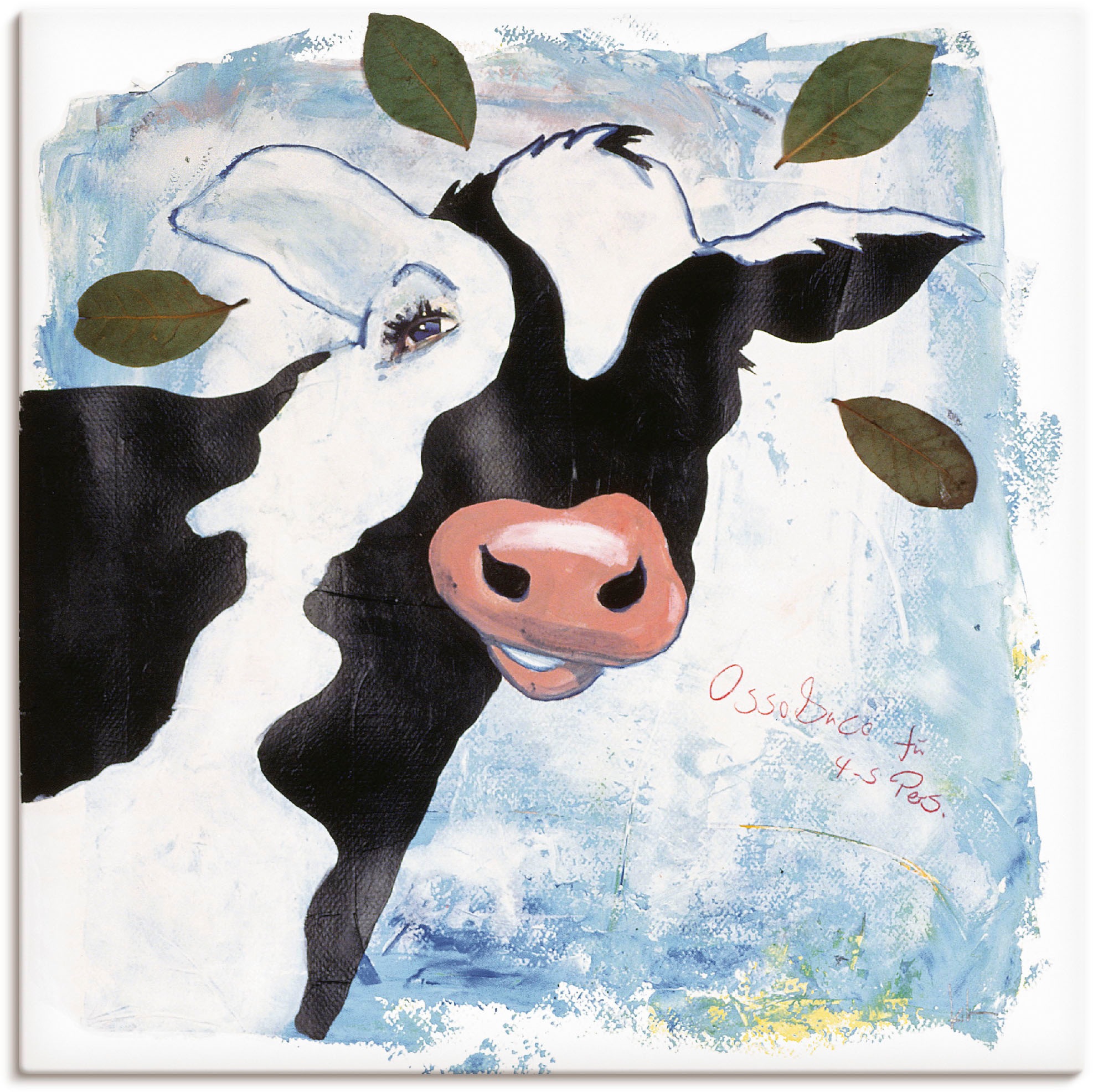 Image of Artland Wandbild »Lorbeerkuh«, Kuhbilder, (1 St.), in vielen Grössen & Produktarten - Alubild / Outdoorbild für den Aussenbereich, Leinwandbild, Poster, Wandaufkleber / Wandtattoo auch für Badezimmer geeignet bei Ackermann Versand Schweiz