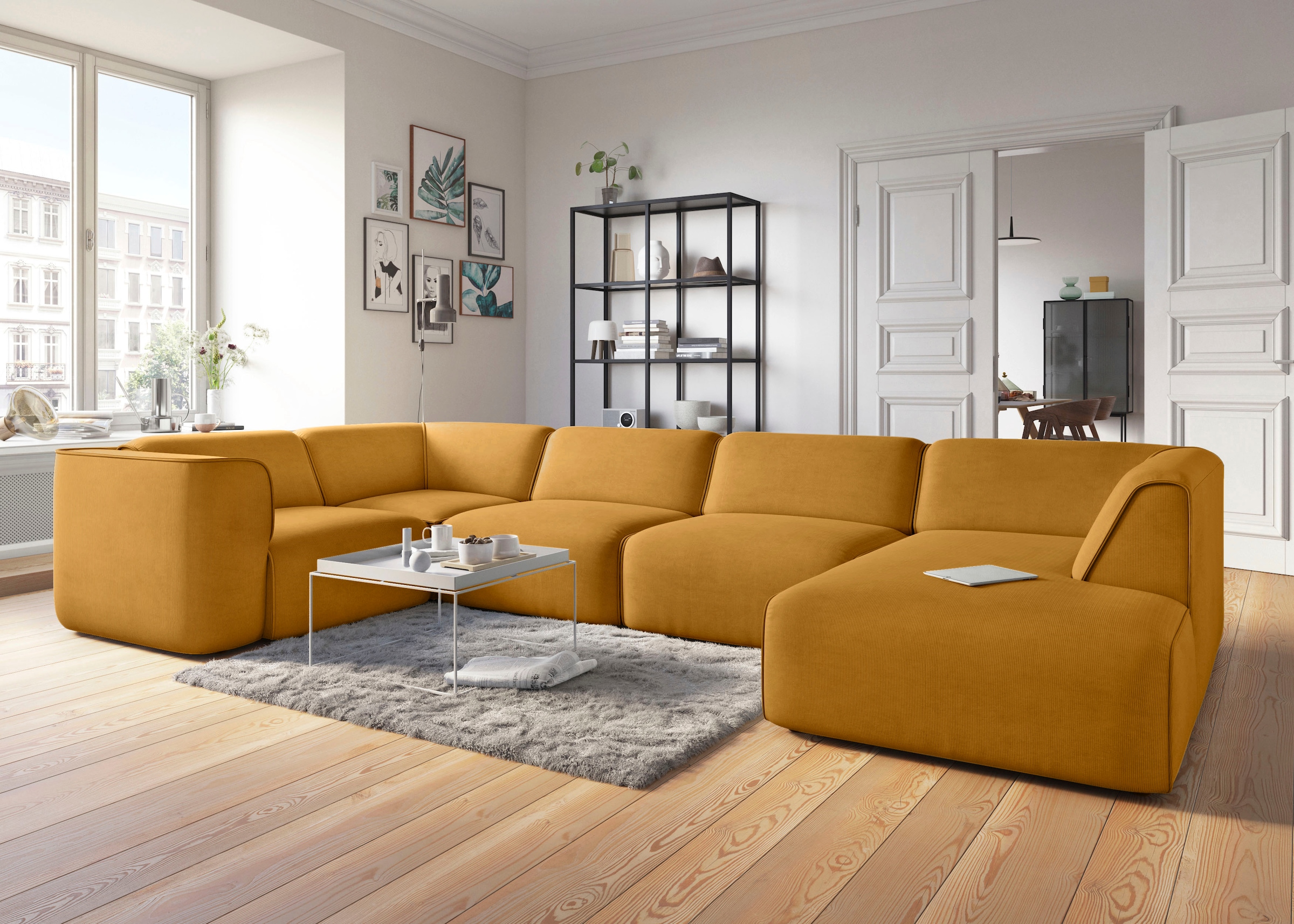 RAUM.ID Wohnlandschaft »Merid U-Form, jederzeit durch Module erweiterbar, B/T/H: 367/206/70 cm«, als Modul oder separat verwendbar, für individuelle Zusammenstellung