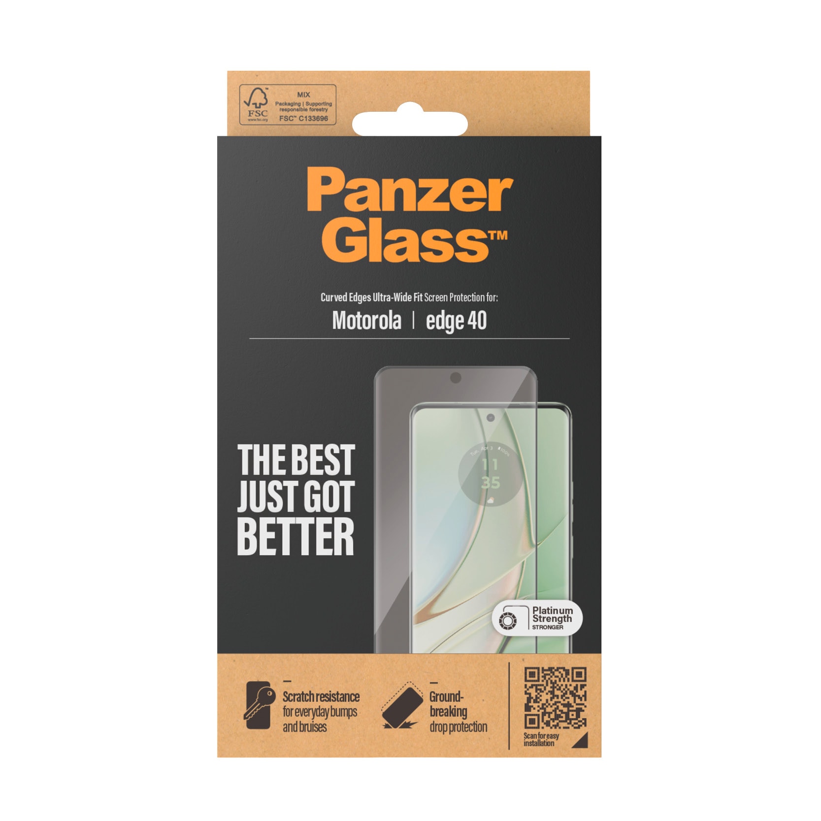 PanzerGlass Displayschutzglas »Ultra-Wide Fit Screen Protector«, für Motorola moto edge 40, (1 St.), Displayschutzfolie, Schutzfolie, Bildschirmschutz, kratz- & stossfest