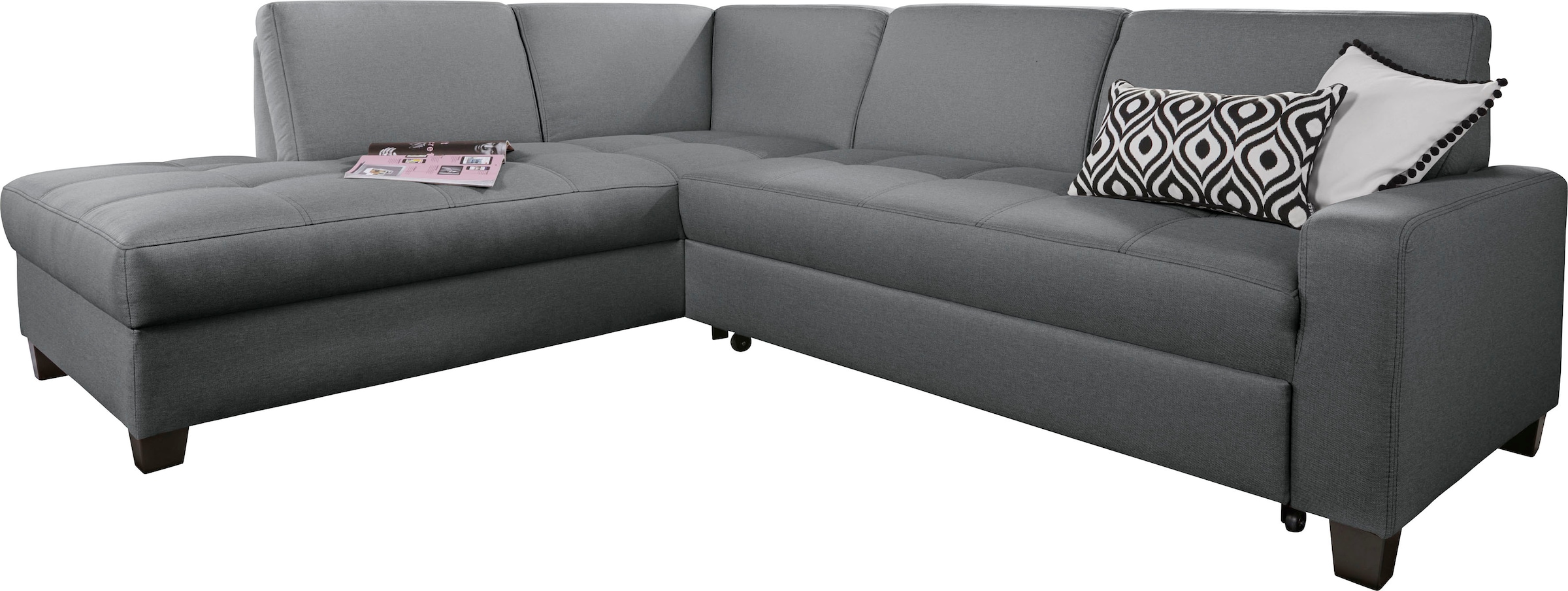 DOMO collection Ecksofa »Florentina zeitlos und elegant, Sitznähte als Designelement, L-Form«, wahlweise mit Bettfunktion, mit Kontrastnaht, Komfortsitzhöhe 47cm