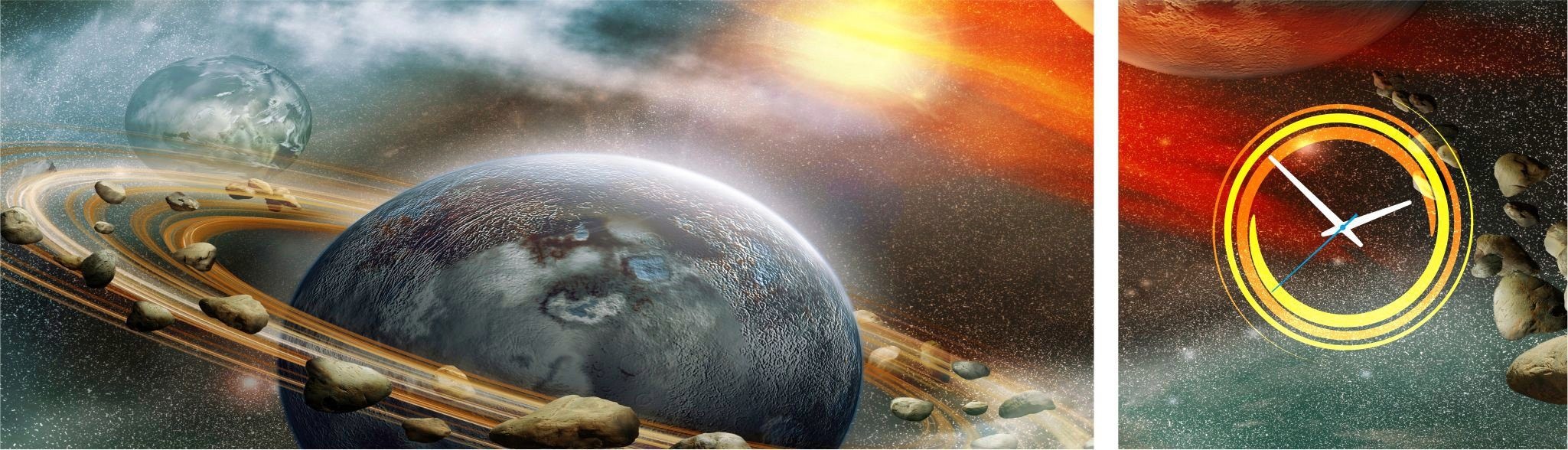 Image of Conni Oberkircher´s Bild »Space - Weltraum I«, Weltraum, (Set, (Set 2), mit dekorativer Uhr, Saturn, Erde bei Ackermann Versand Schweiz