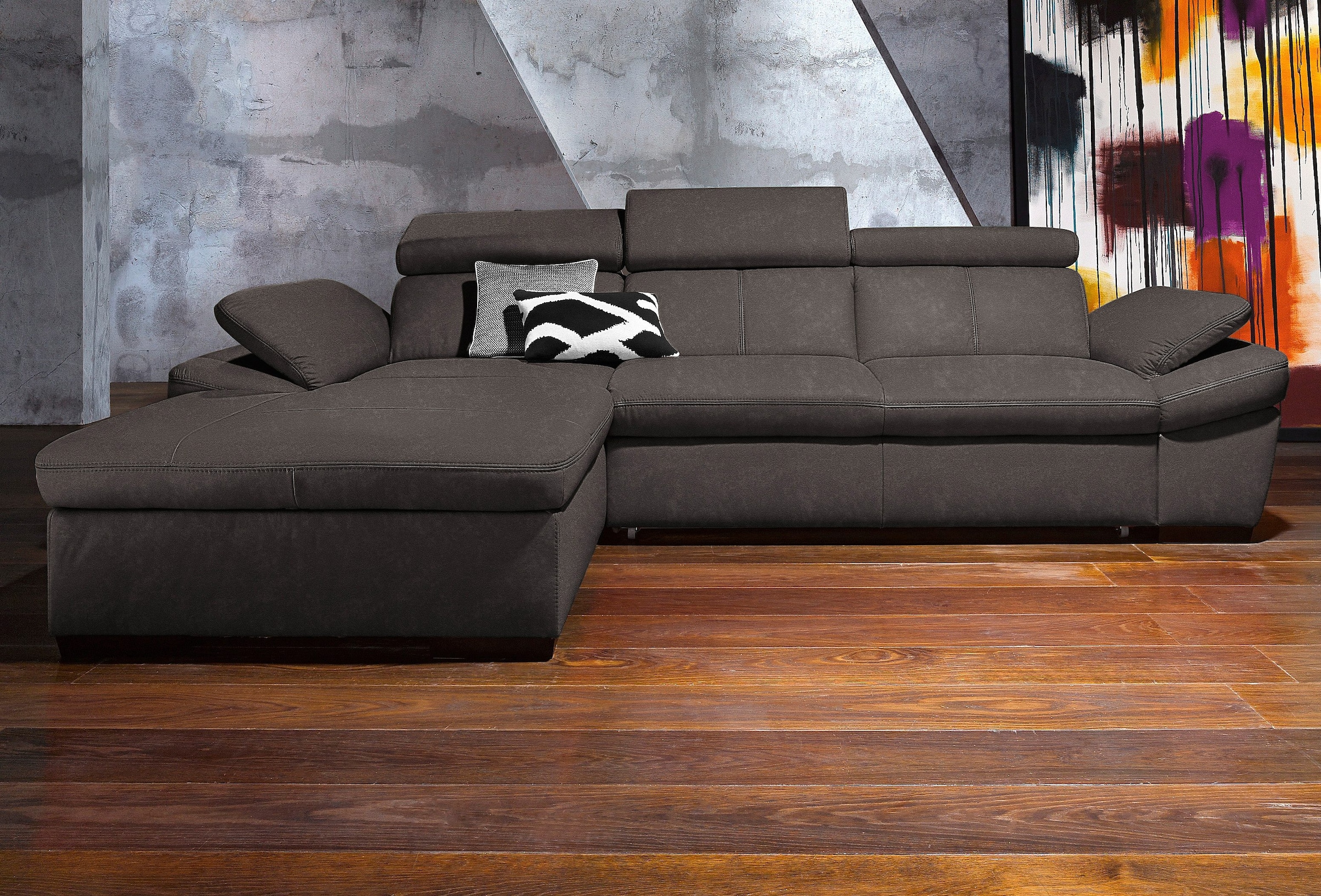 exxpo - sofa fashion Ecksofa »Salerno, Funktionssofa, Breite 280cm, hoher Sitzkomfort, L-Form« inkl. Kopf- und Armteilverstellung, wahlweise mit Bettfunktion