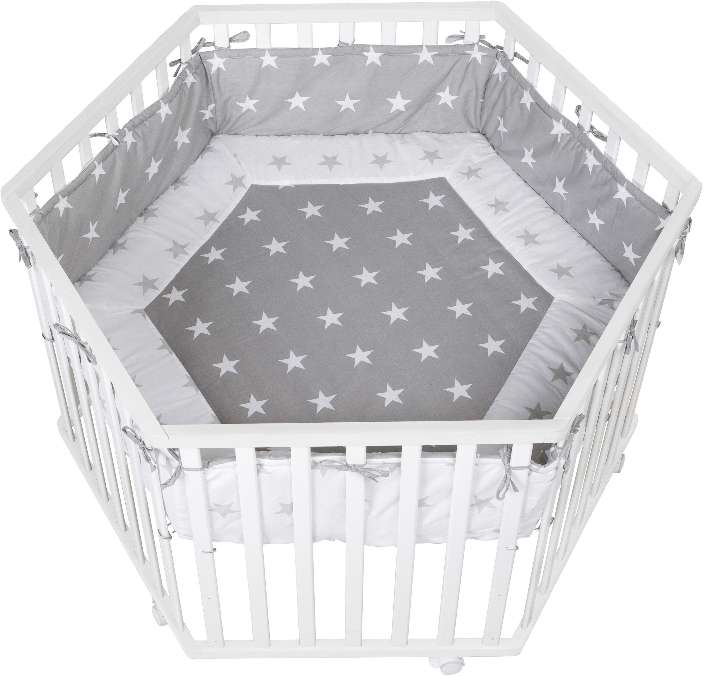 Image of roba Laufgitter "Little Stars, natur, 6-eckig" bis 15 kg mit Stoffeinlage und Nestchen