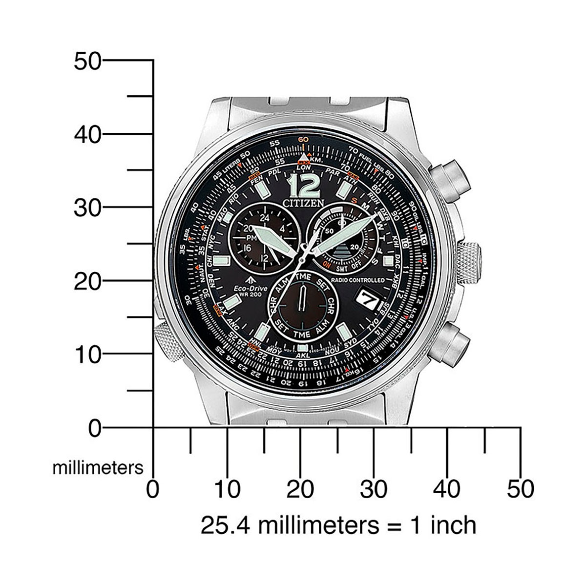 Citizen Chronographe radio Armbanduhr, Herrenuhr, Solar, Stoppfunktion, bis 20 bar wasserdicht