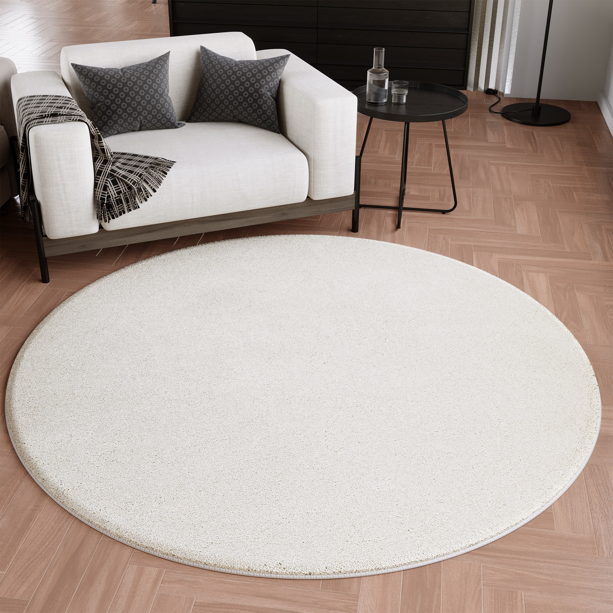 Image of Wecon home Teppich "Wogh" rund 25 mm Höhe Kurzflor, maschinell gewebt, robust, Wohn- & Schlafzimmer, einfarbig
