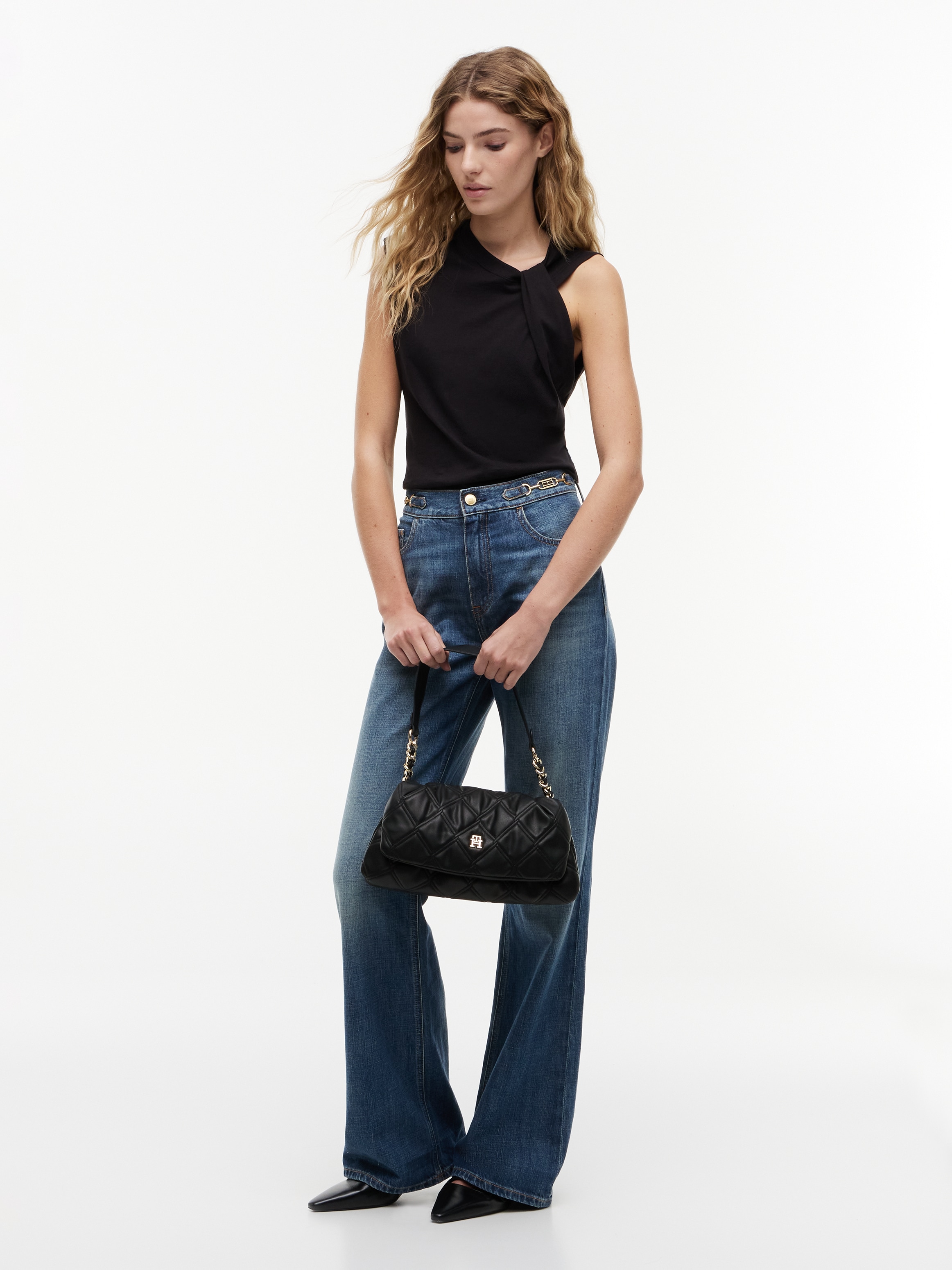 Tommy Hilfiger Sac à bandoulière »TH FEMININE SHOULDER BAG« Sac bandoulière femme, sac fourre-tout, avec chaîne décorative dorée