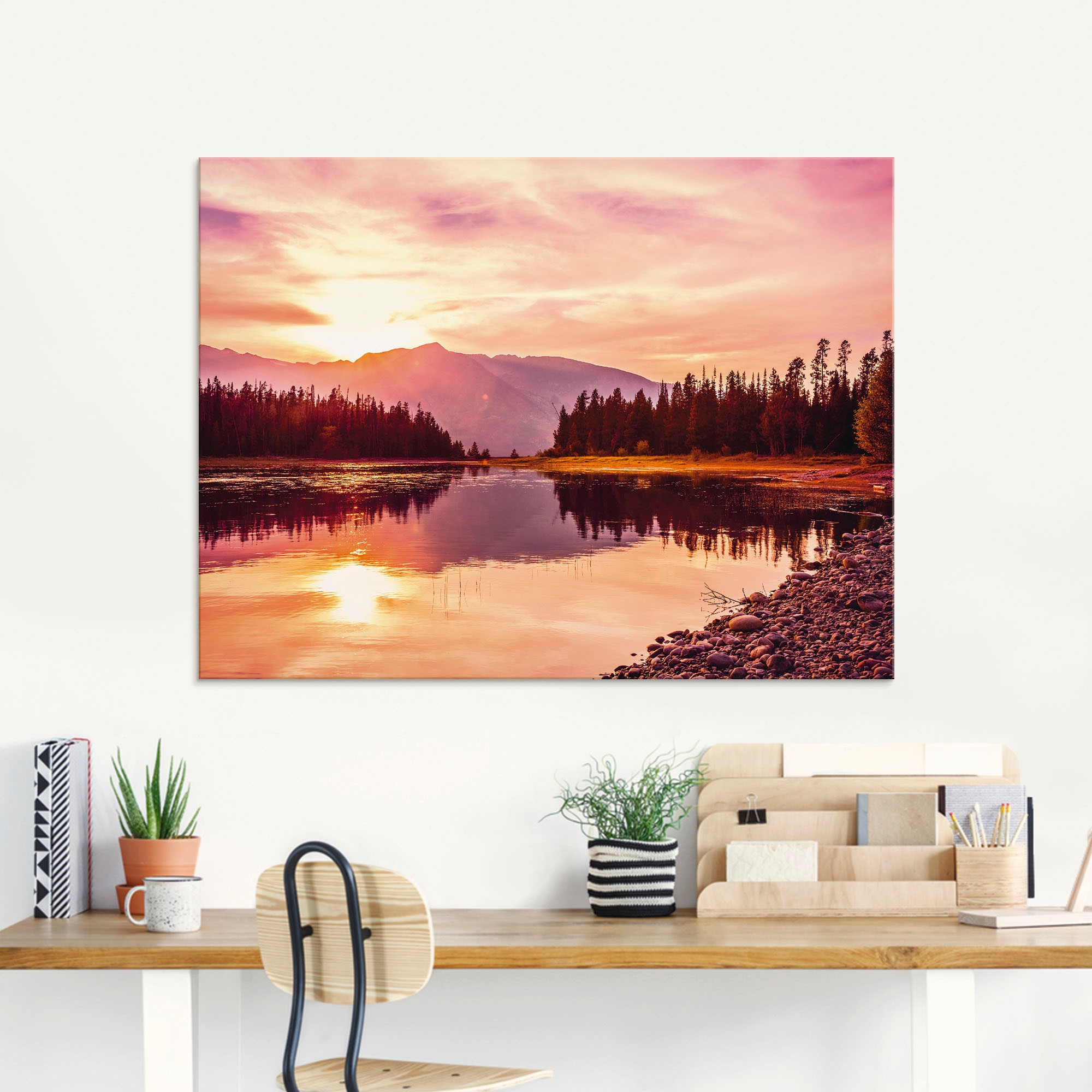 Image of Artland Glasbild "Grand Teton Gebirge bei Sonnenuntergang" Sonnenaufgang & -untergang 1 Stk. tlg. in verschiedenen Grössen