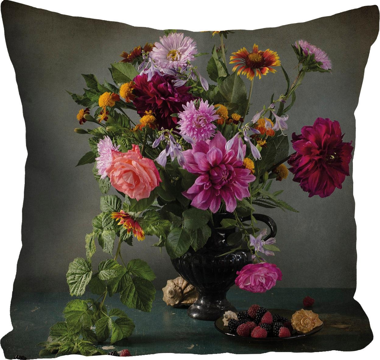 Image of queence Dekokissen ""Blumenstrauss"" Kissenhülle ohne Füllung, 1 Stück
