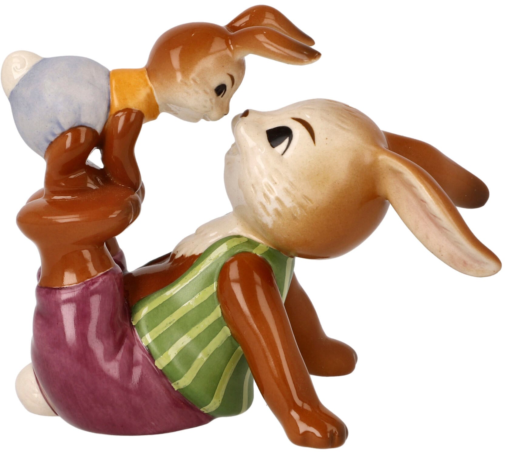 Image of Goebel Osterhase "Frechdachs" Sammelfigur, Hasenvater mit Hasenkind