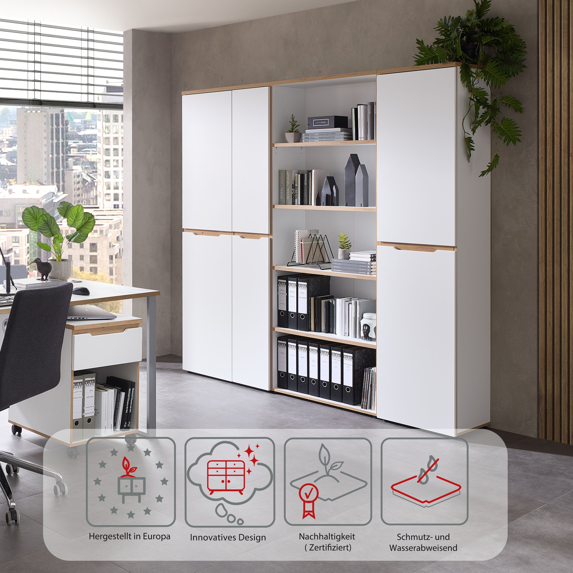 Innostyle Armoire de classement »Memphis Aktenschrank, 45x197x38cm (B/H/T)« 1 cuis tlg. 1 porte, soft-close, protection de chant ABS