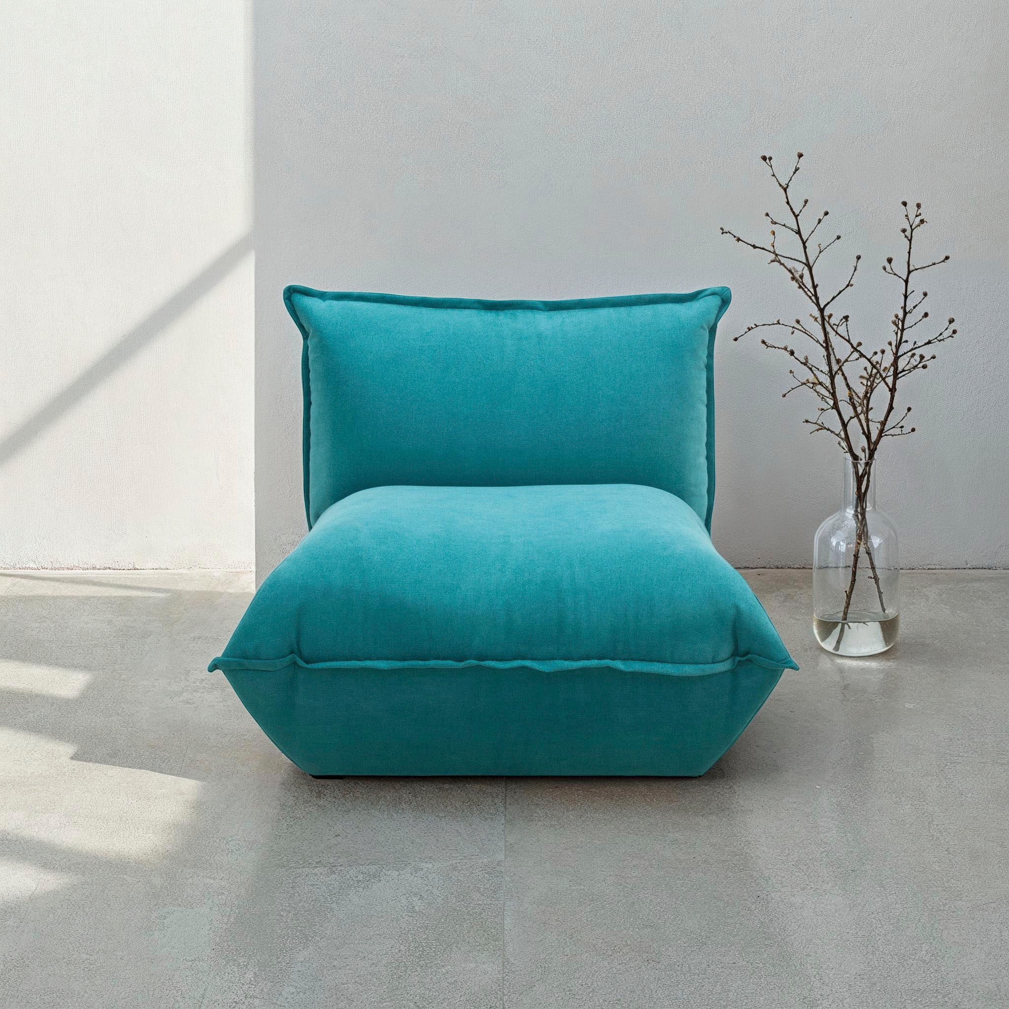 Image of DOMO collection Sessel "Nantes Loungesessel, Wohlfühlsessel mit 360 Drehfunktion" hochwertig gepolstert mit Federkern, Struktur weich, türkis