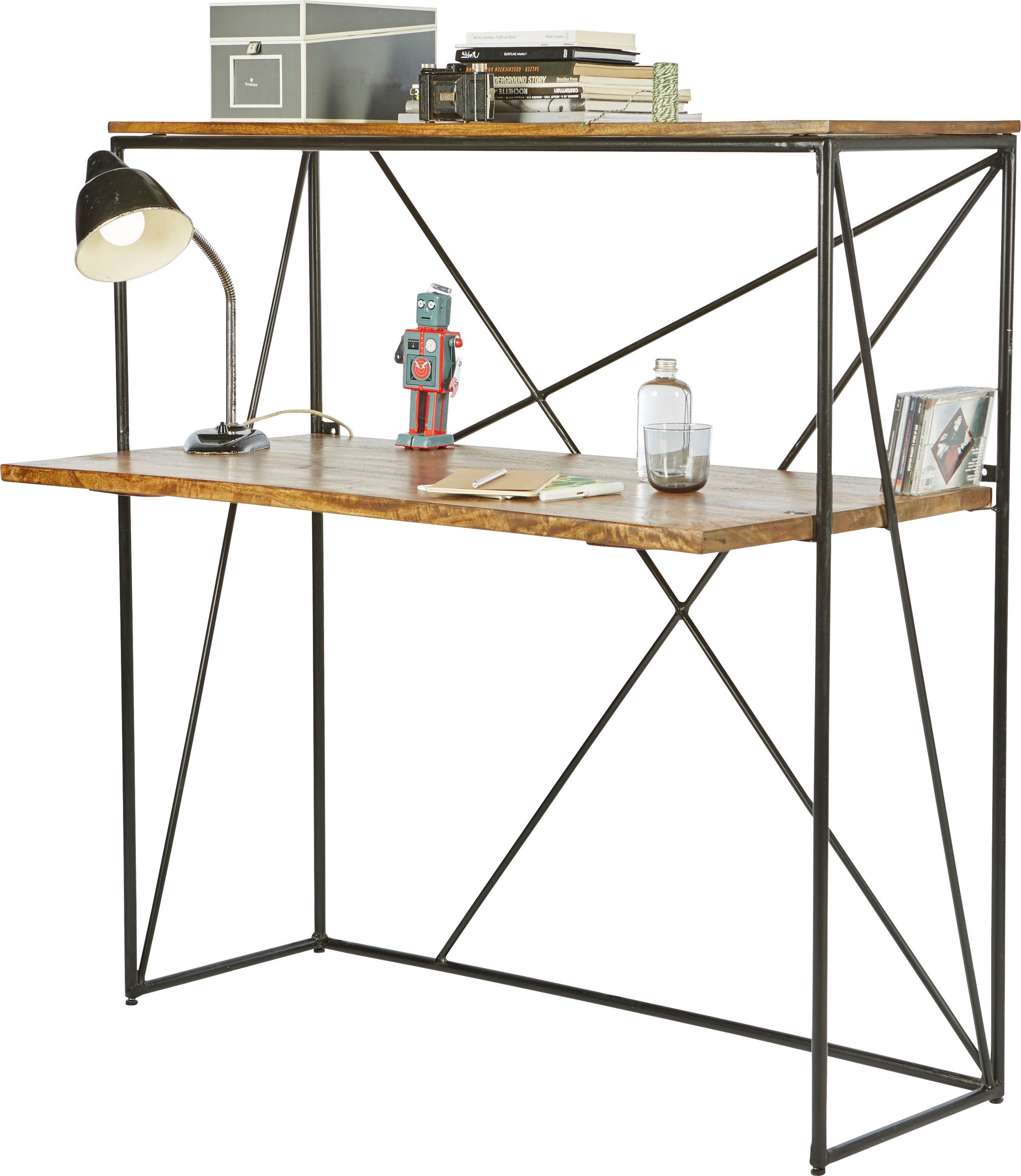 SIT Sekretär »T-NEST SHELF OFFICE LOW« mittelhohes, offenes Sekretärregal, aus Mangoholz und Metall