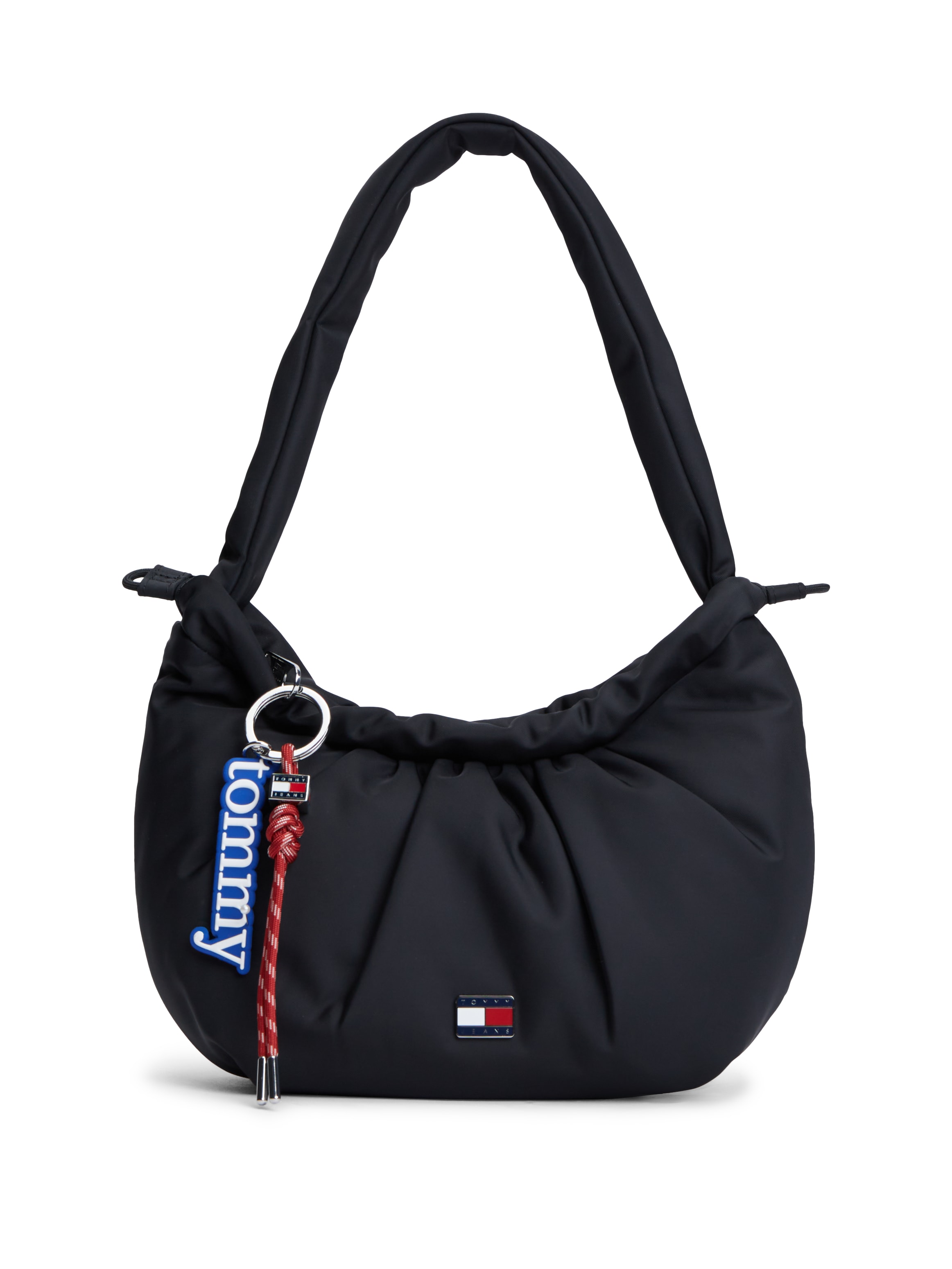 Image of Tommy Jeans Schultertasche "TJW ICON CHARMS SHOULDER BAG" Damen Handtasche, Umhängetasche mit modischen Raffungen